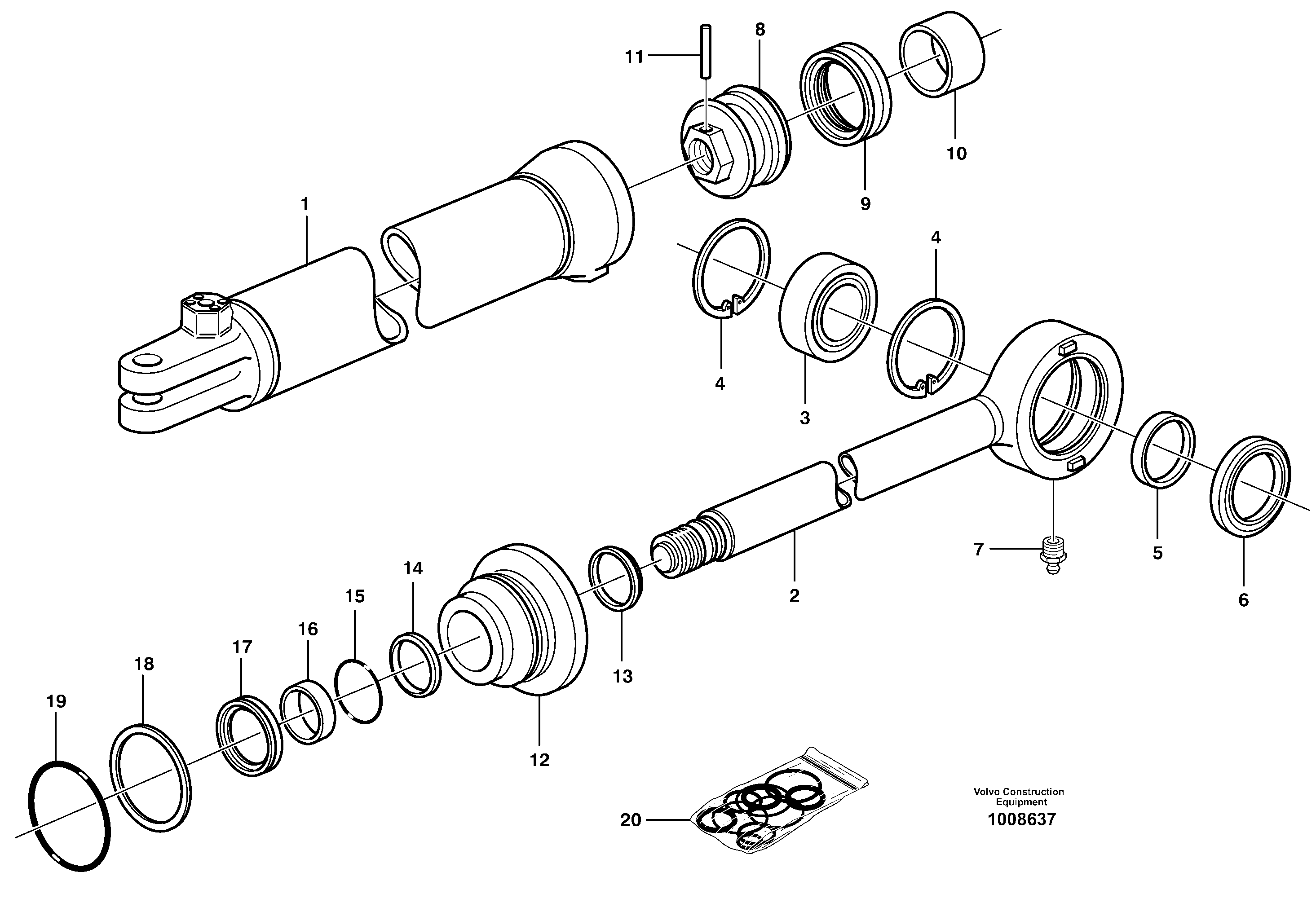 Hydraulic cylinder  SER NO 10849 - — volvo parts diagram