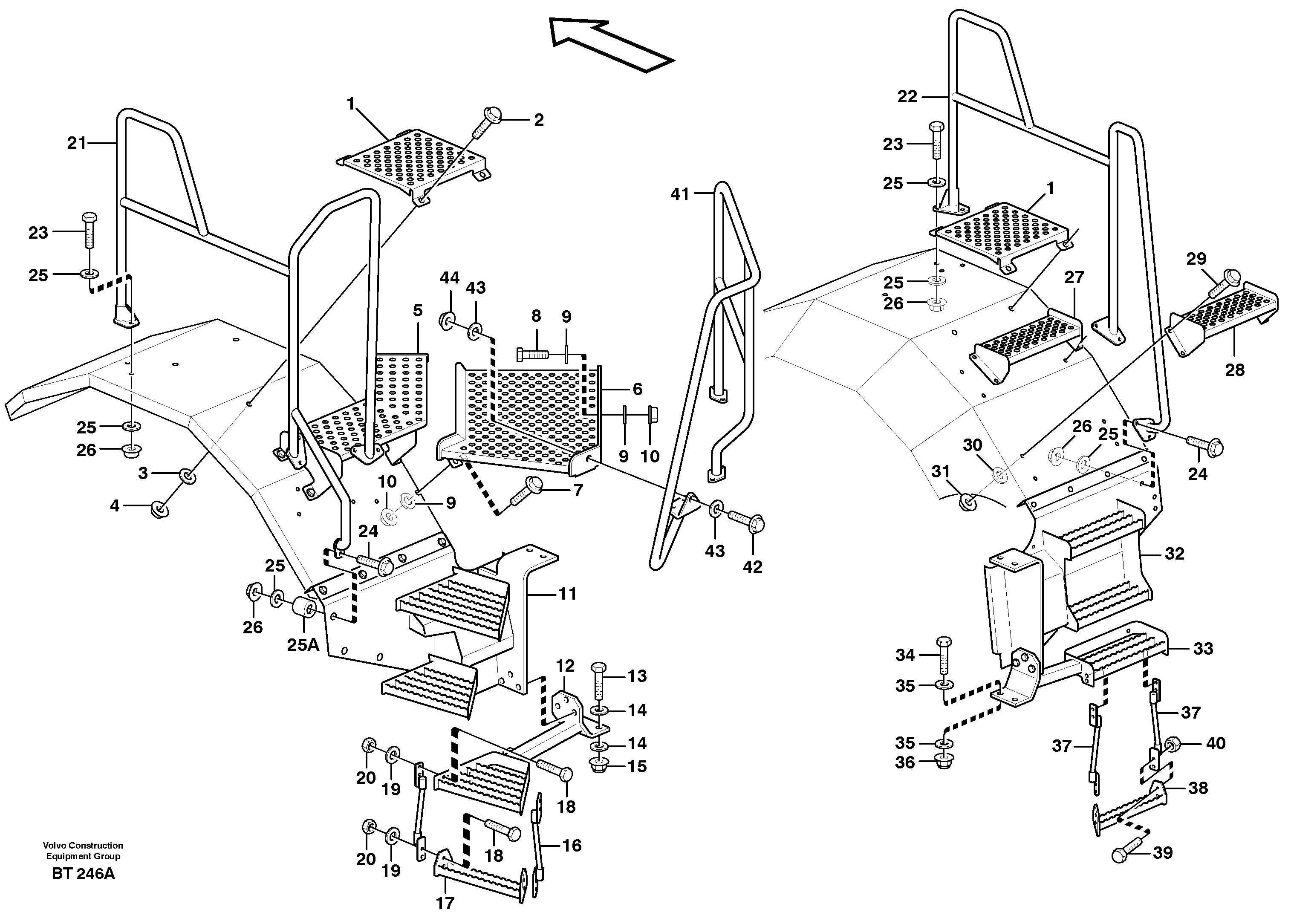 Steps and ladder  SER NO - 12000, SER NO - 70000 BRA — volvo parts diagram