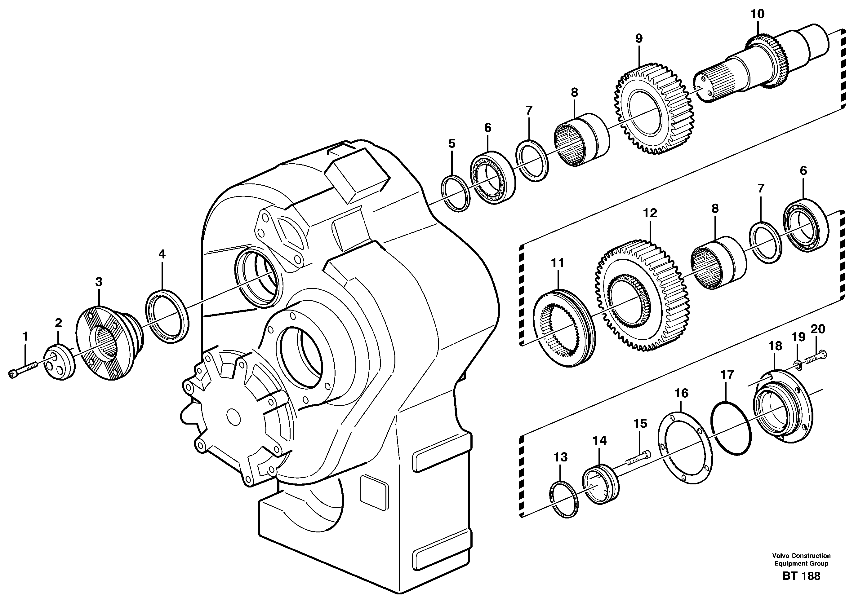 Upper shaft  22529, 22539, 22542 — volvo parts diagram