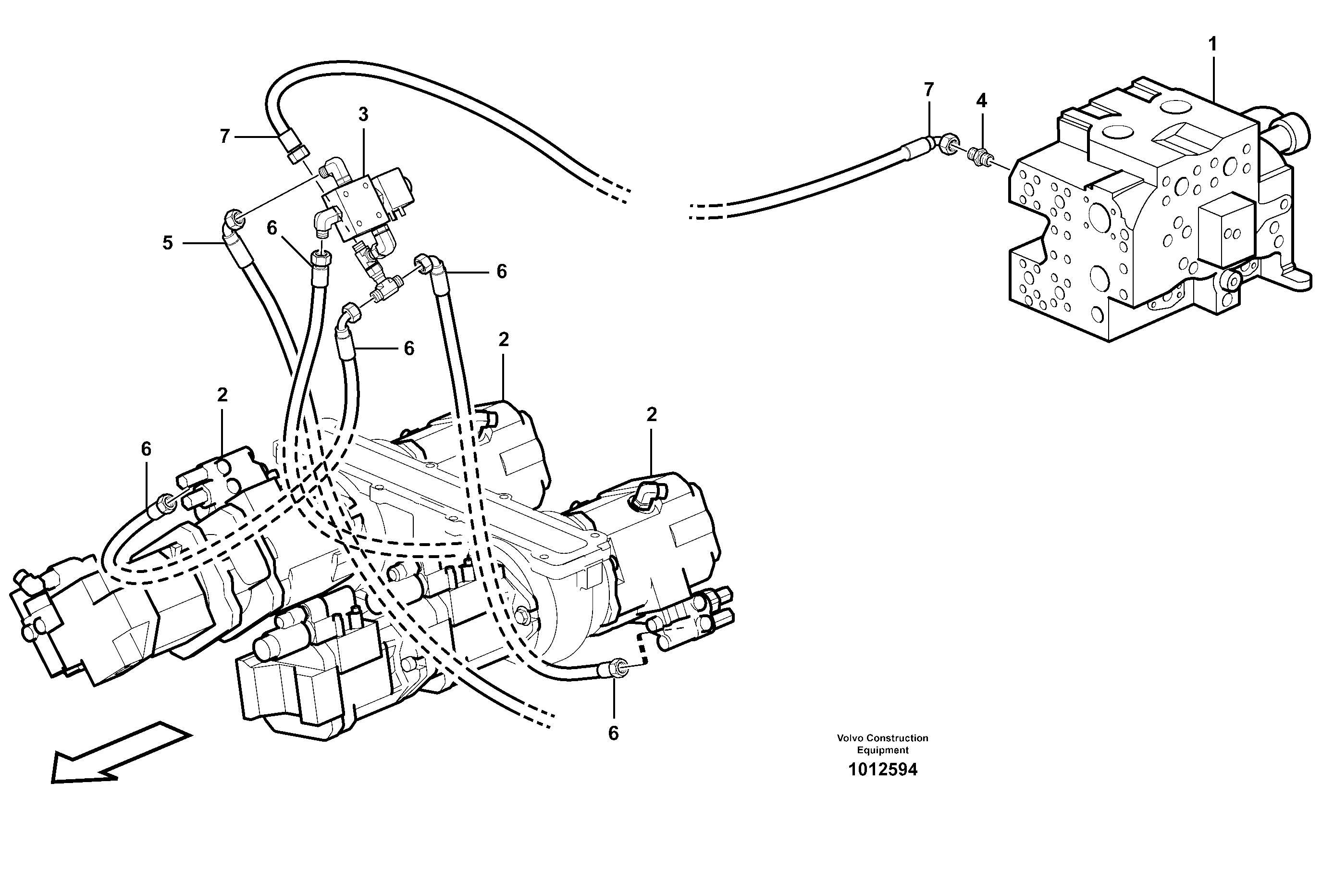 Hydraulic system, motor unit  SER NO 11102 - — volvo parts diagram