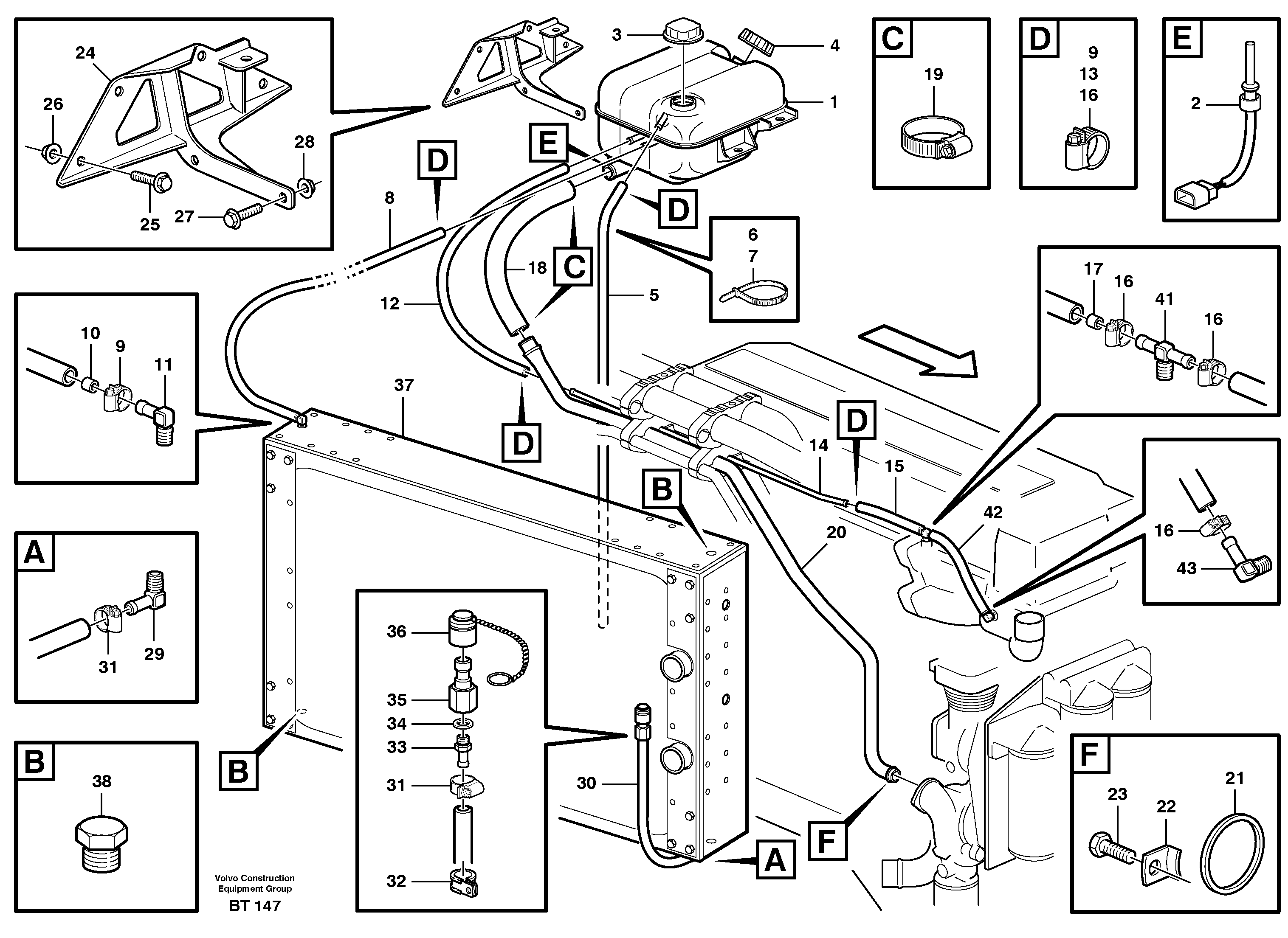 Expansion tank and drain hose. — volvo parts diagram