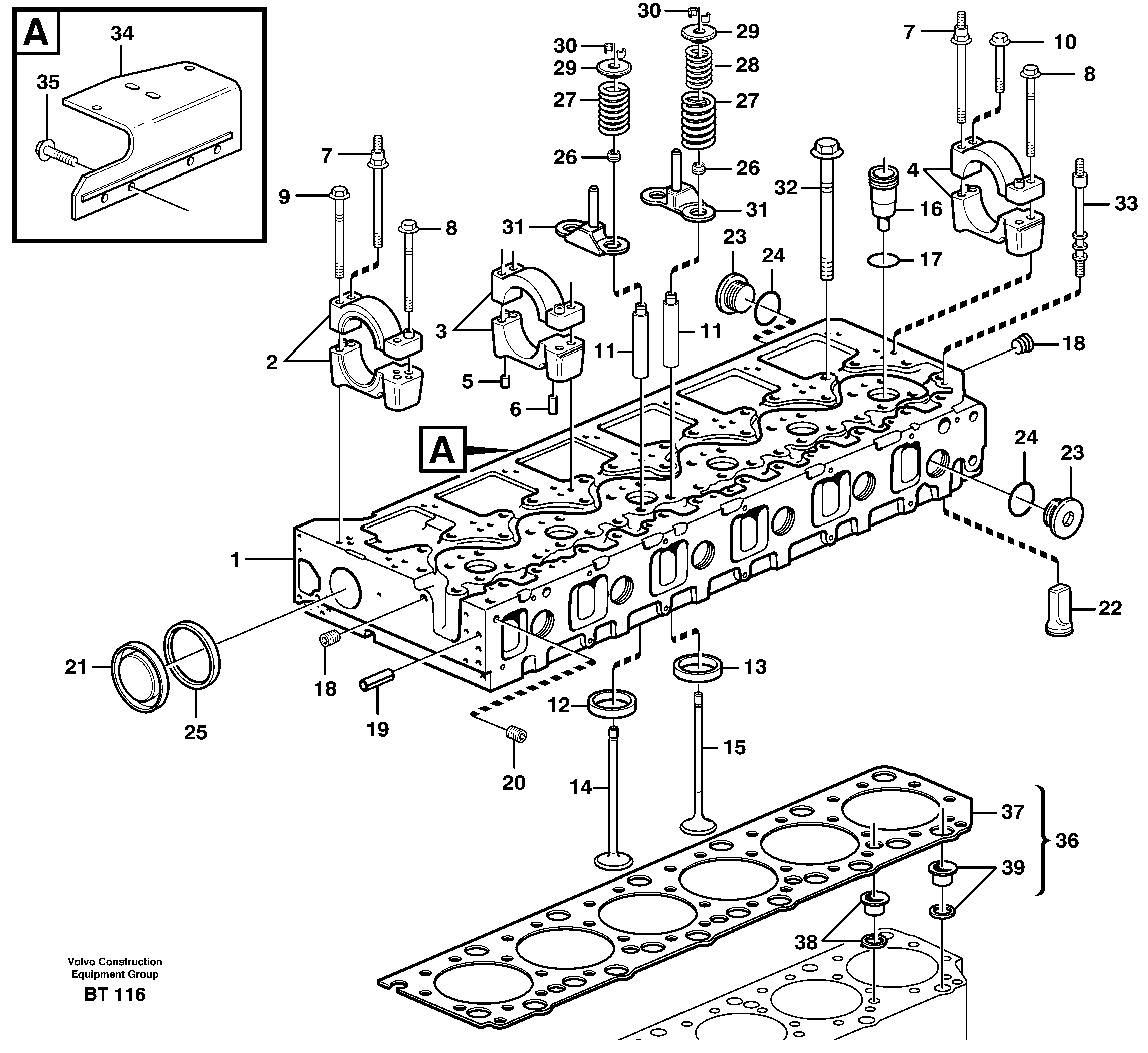 Cylinder head — volvo parts diagram