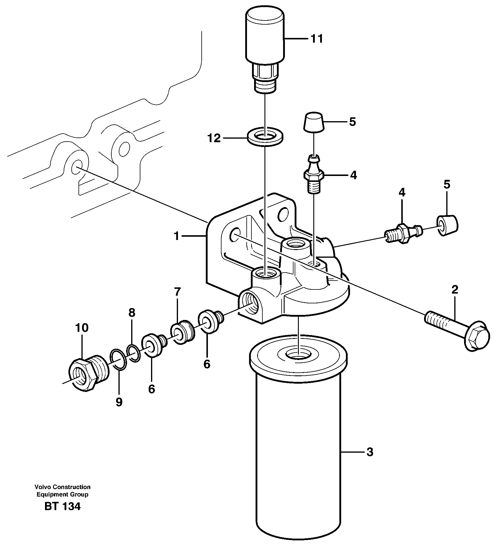 Fuel filter  SER NO - 12000, SER NO - 70000 BRA — volvo parts diagram
