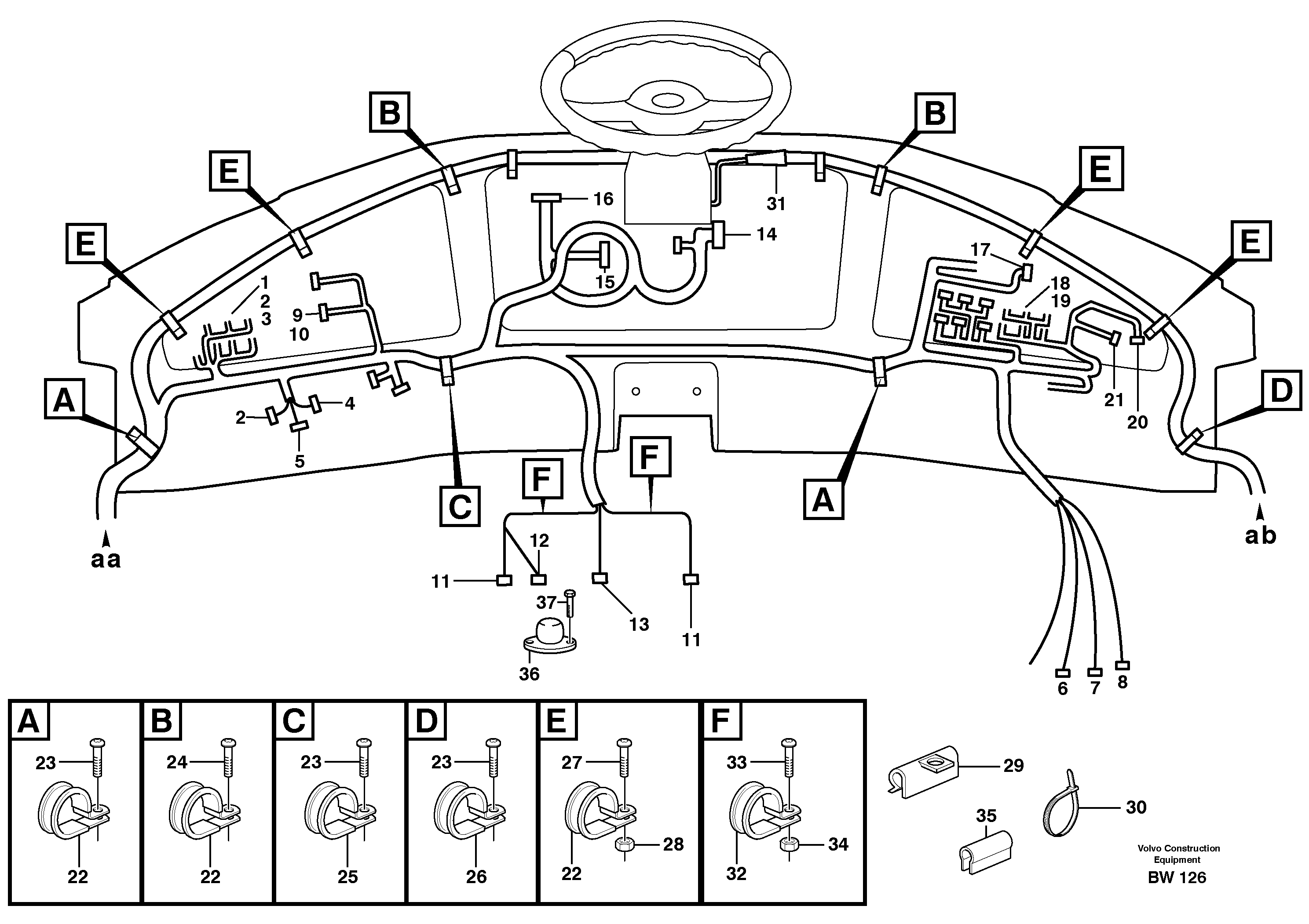 Cable harnesses, instrument panel — volvo parts diagram
