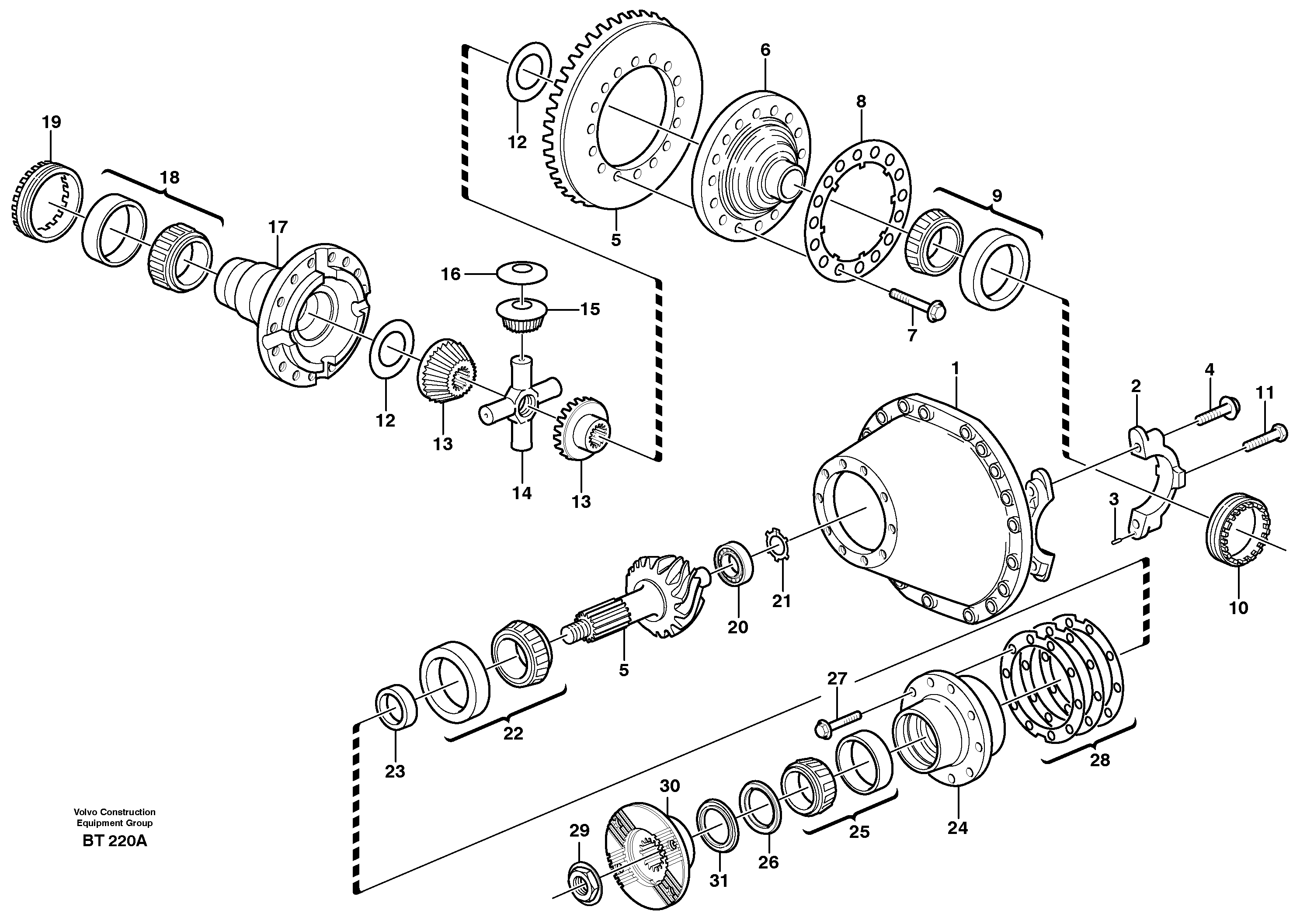 Final drive  AHW 71N PROD NO 23791, AHW 71Q PROD NO 23928 — volvo parts diagram
