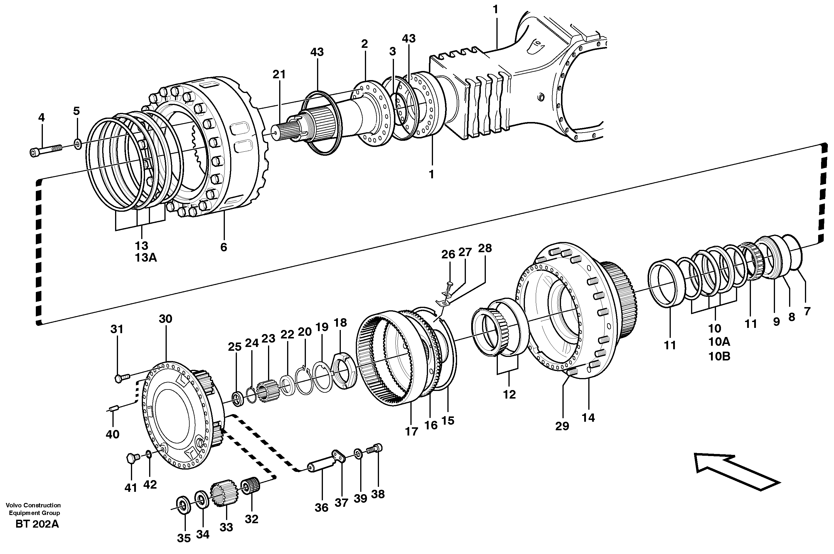 Hub reduction, motorunit  AHW 71L PROD NO 23789, AHW 71O PROD NO 23926 — volvo parts diagram
