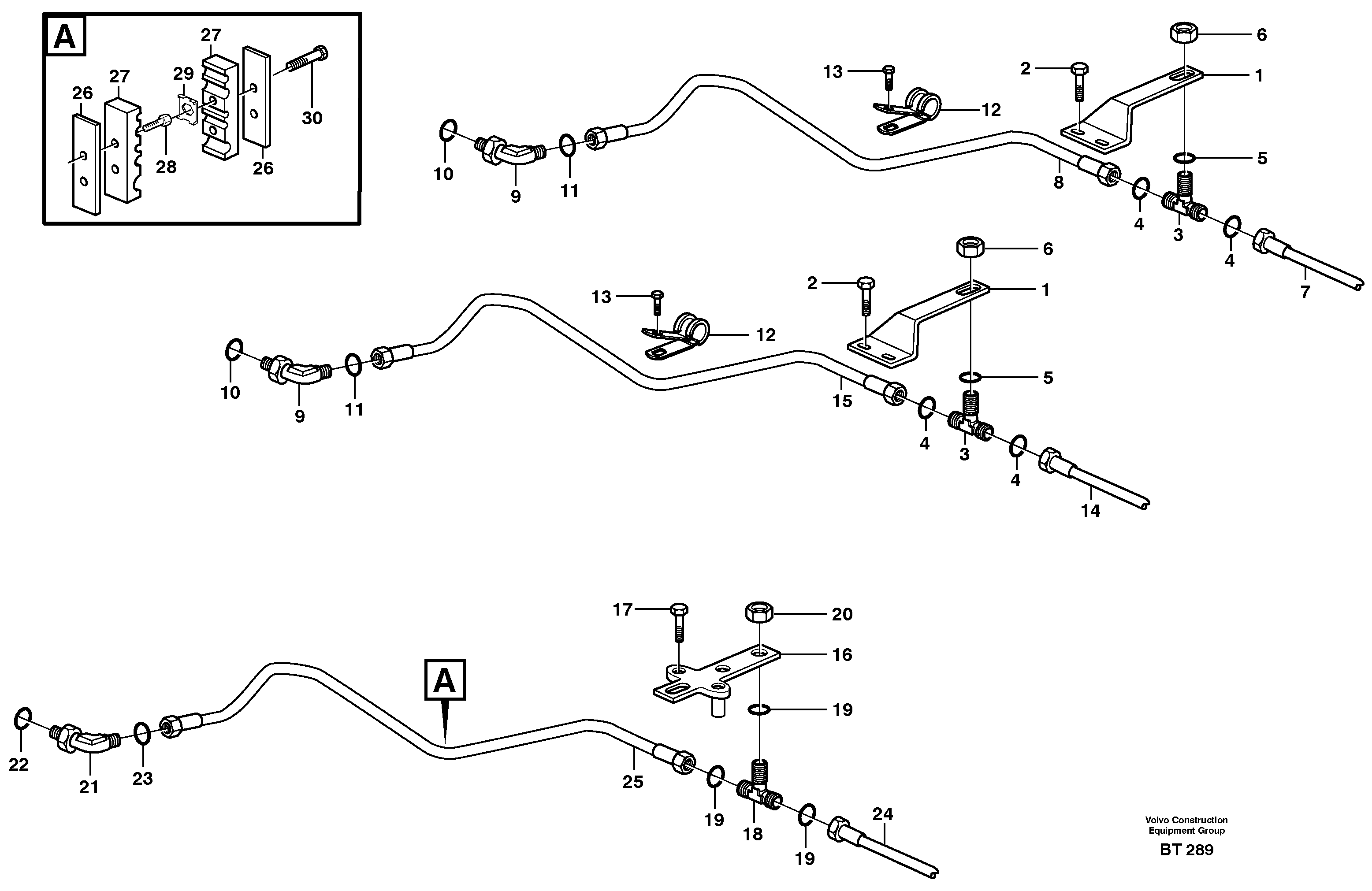 Brake pipe with fitting parts — volvo parts diagram