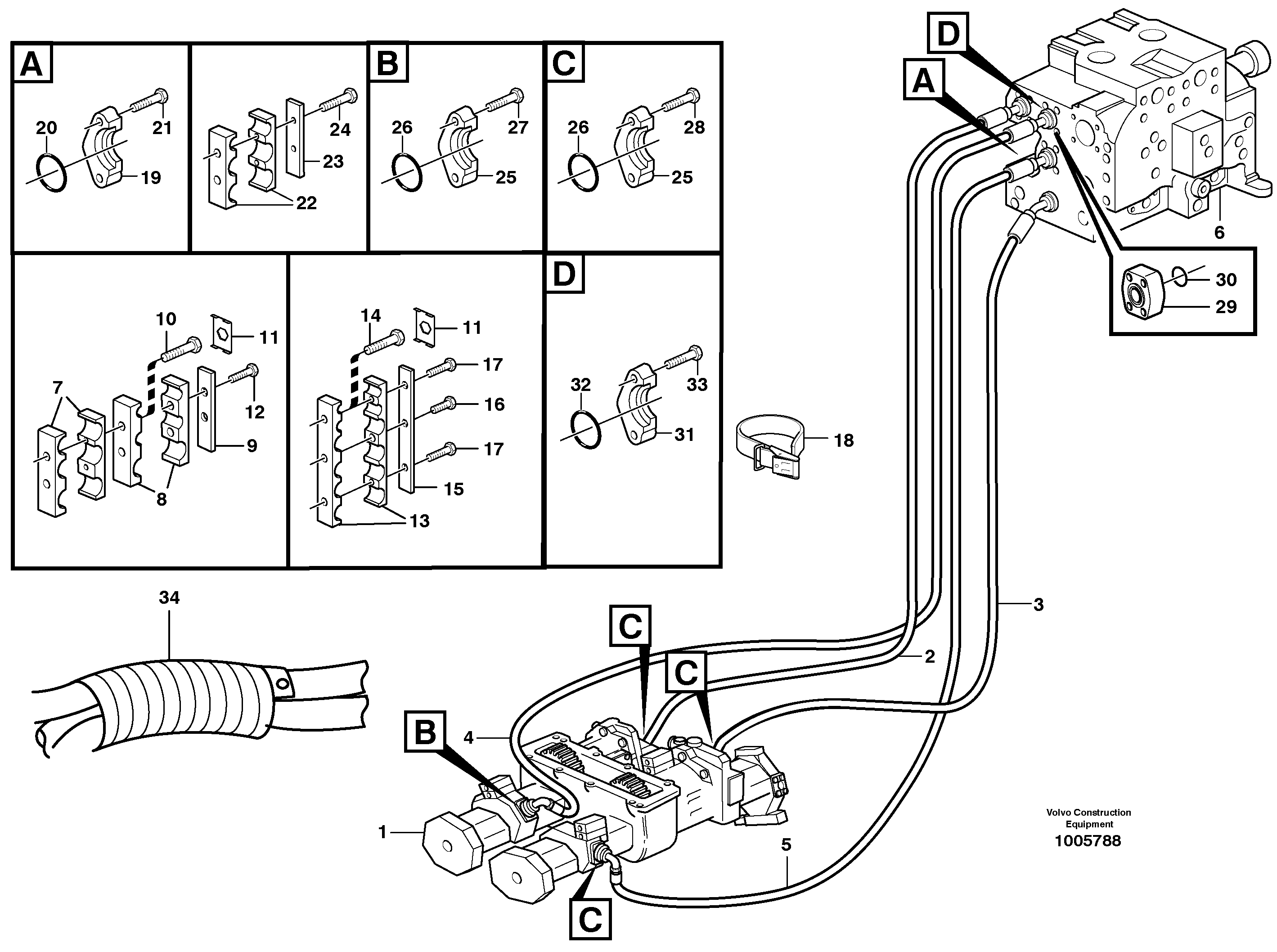 Hydraulic system, motor unit — volvo parts diagram