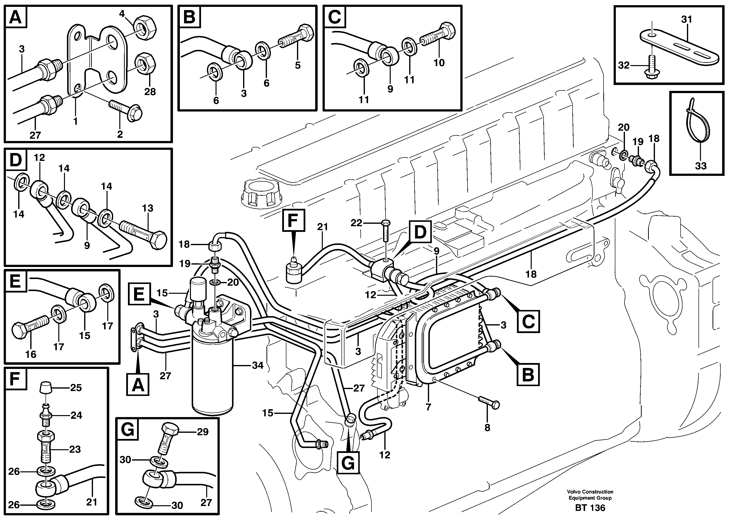 Fuel pipes, fuel pump  SER NO - 12000, SER NO - 70000 BRA — volvo parts diagram