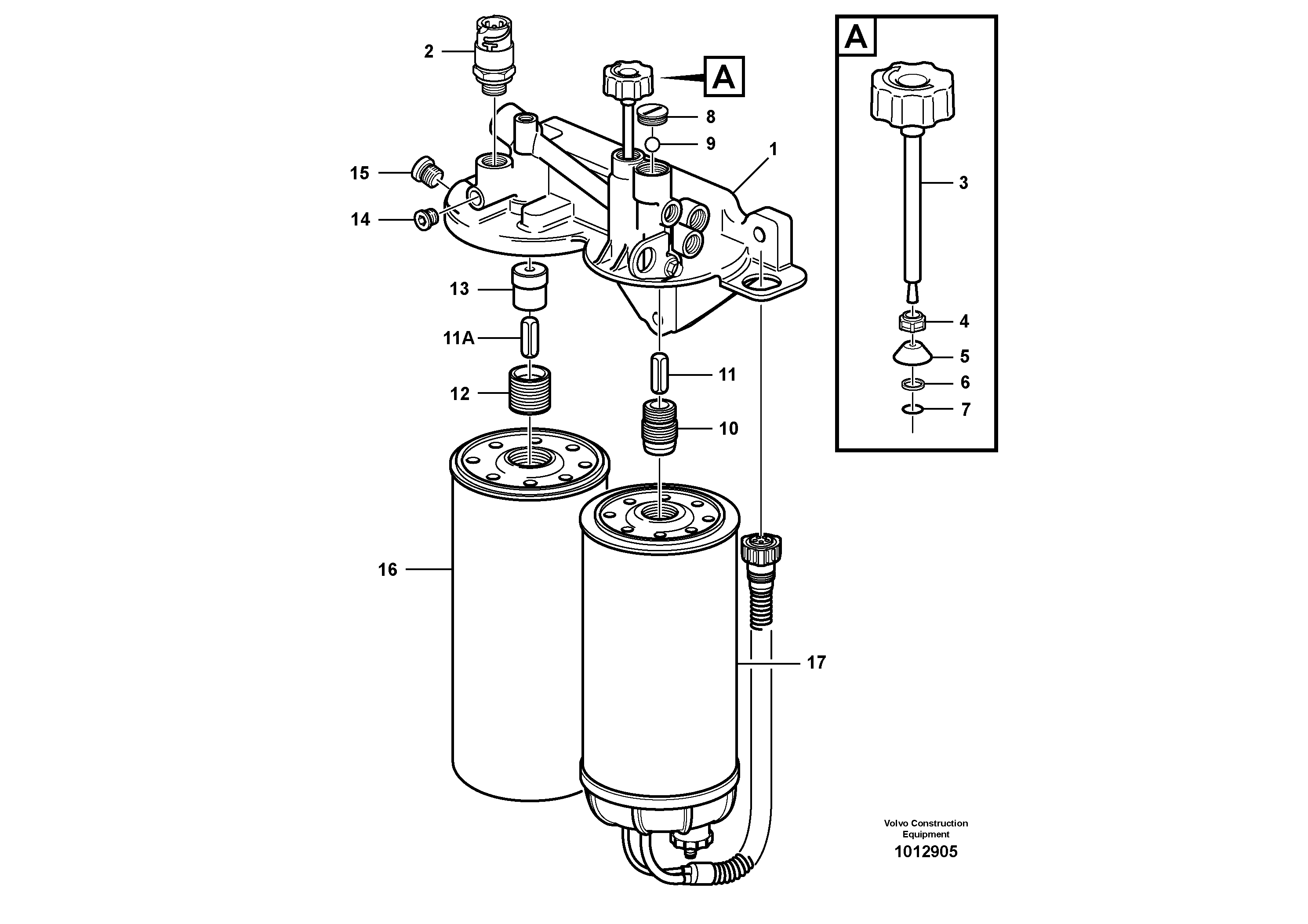 Fuel filter  SER NO 12001 -, SER NO 70001 - BRA — volvo parts diagram