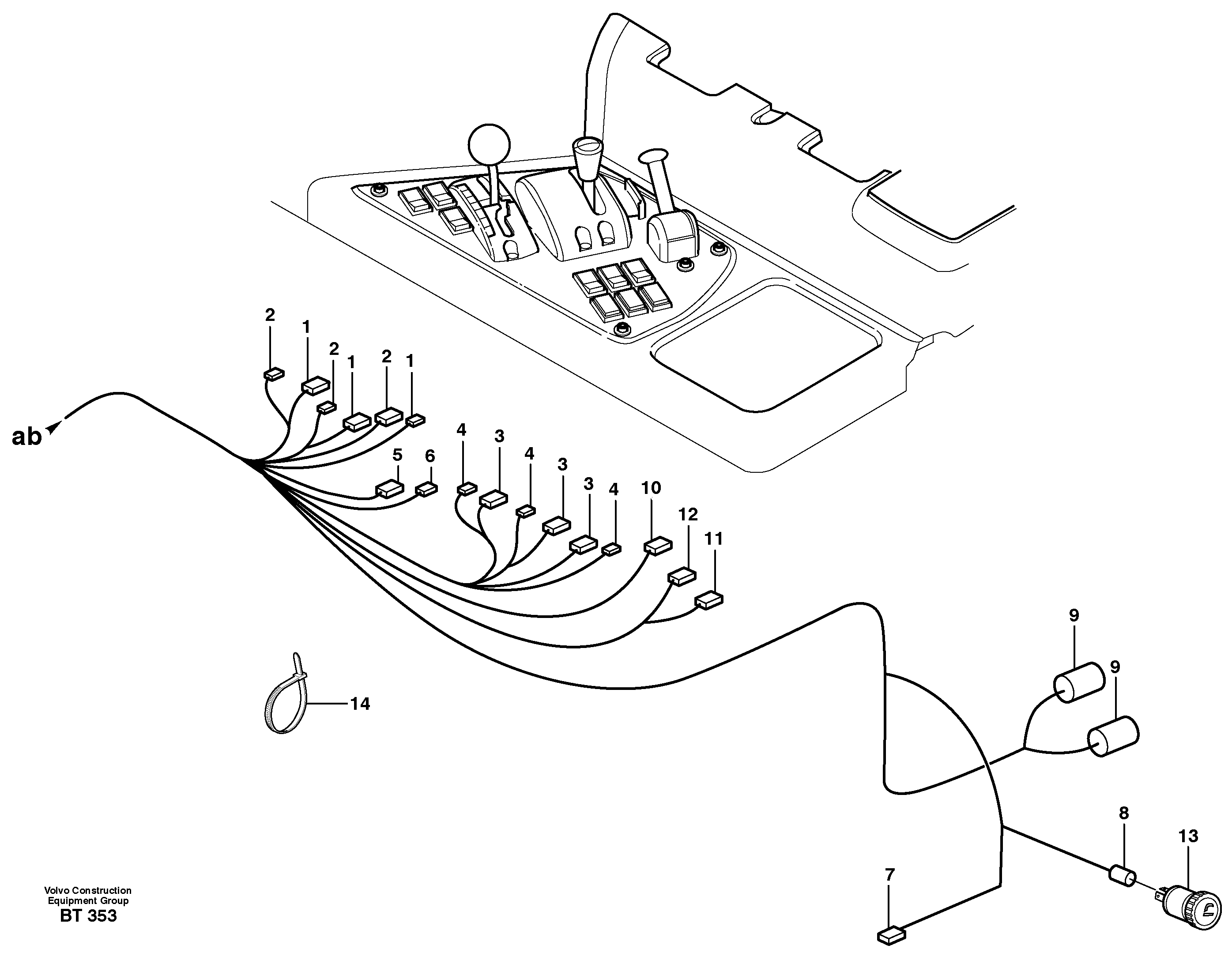 Cable harnesses, control panel — volvo parts diagram