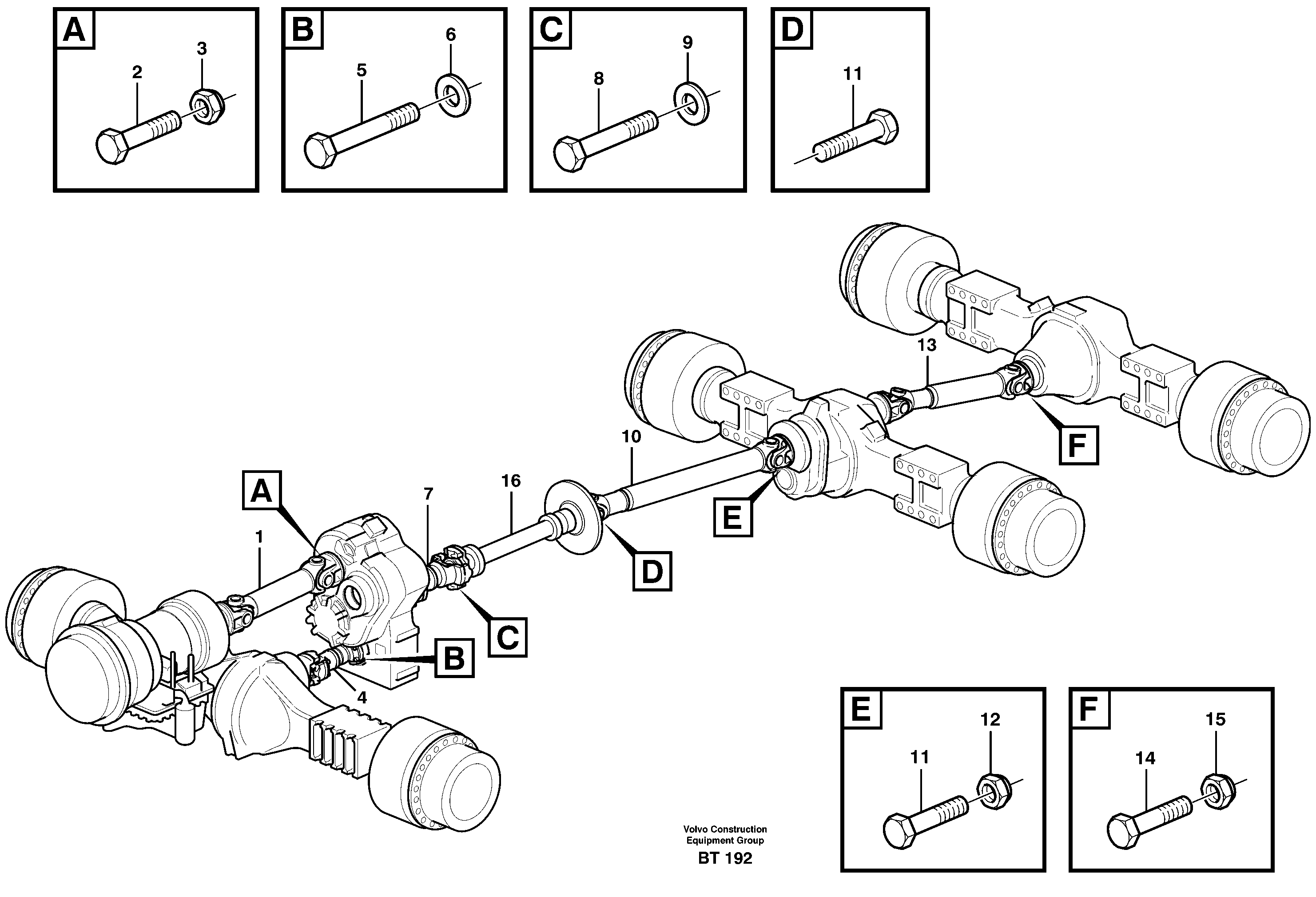 Propeller shafts with fitting parts — volvo parts diagram