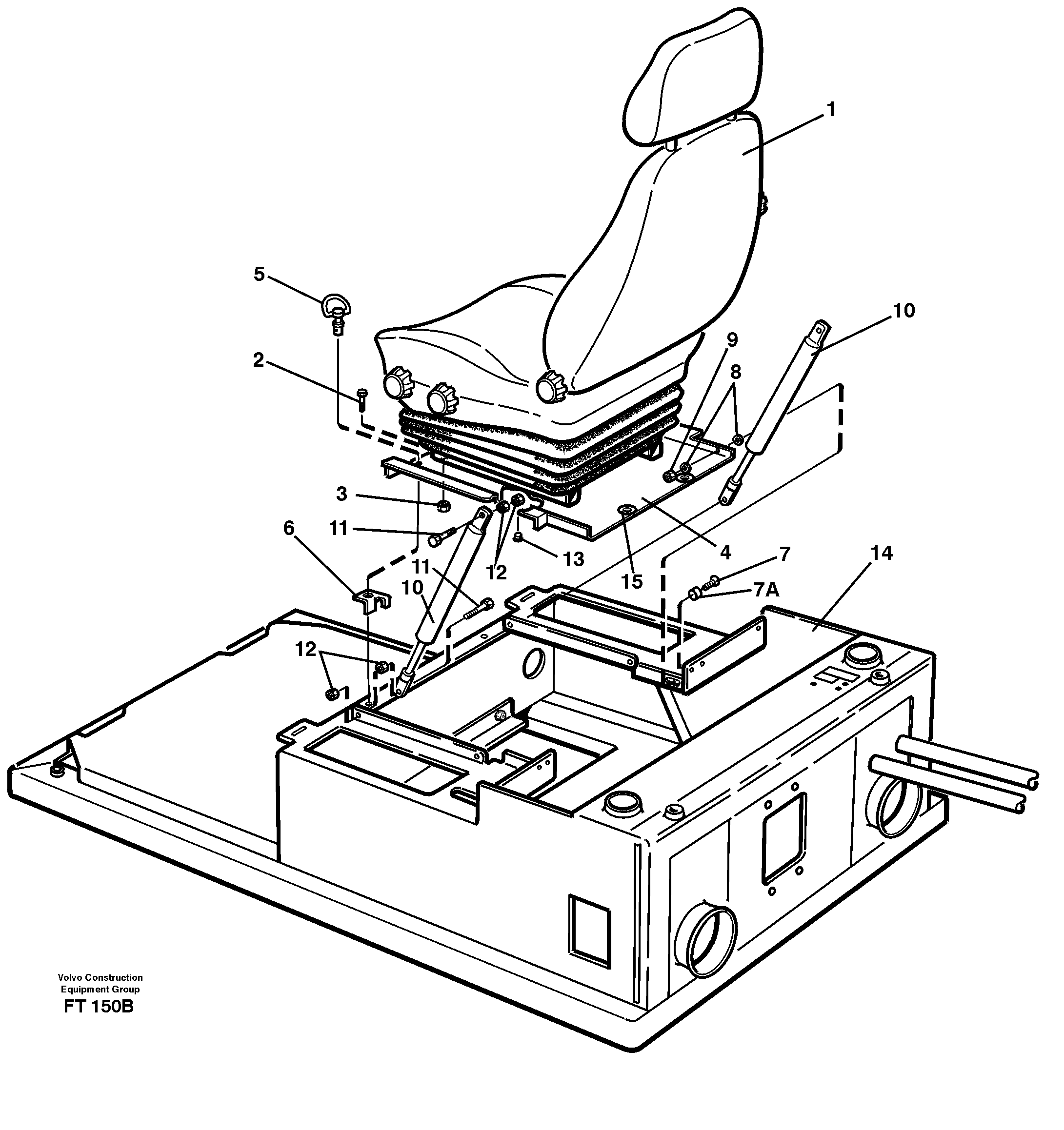 Operator seat with fitting parts — volvo parts diagram