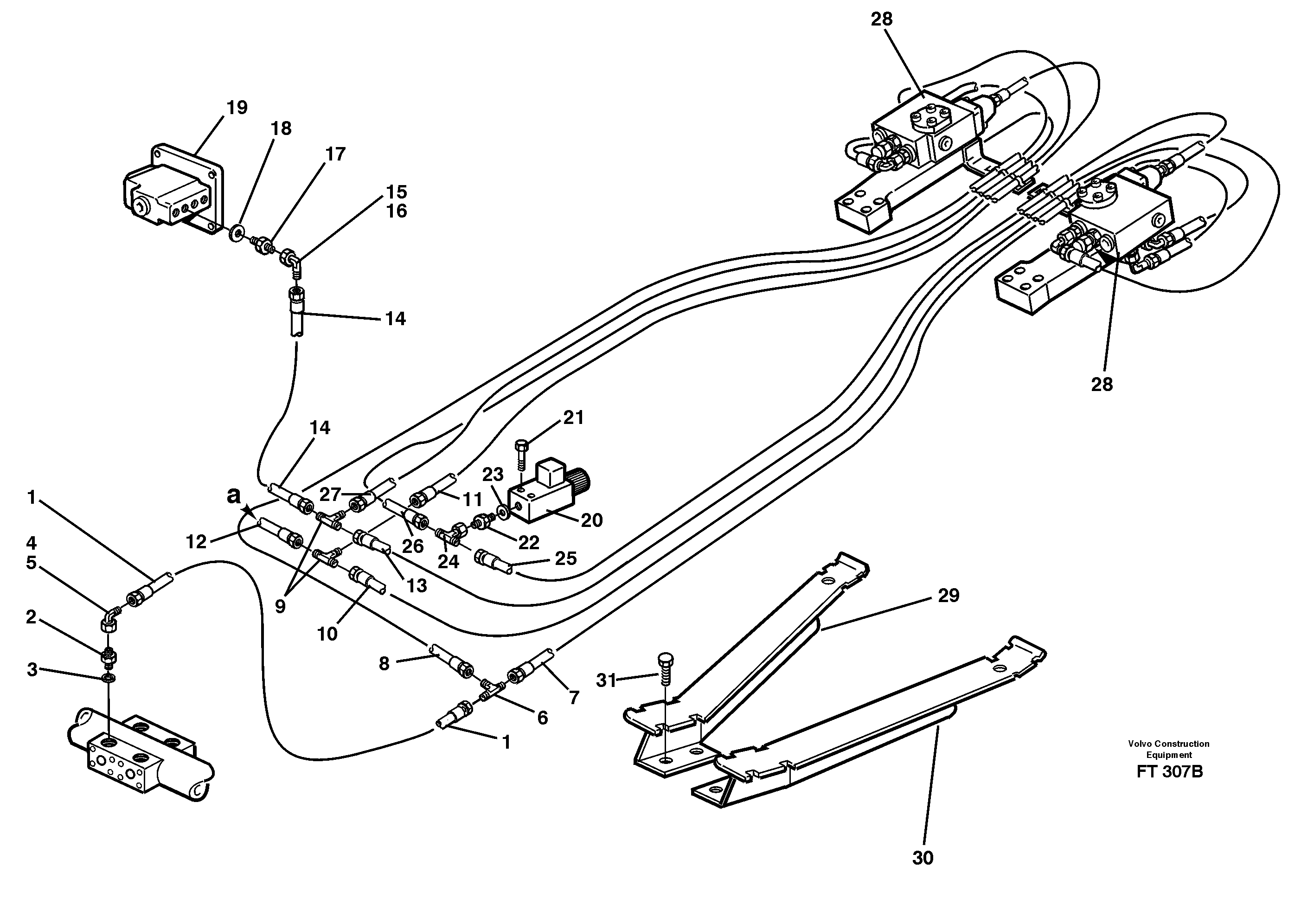 Servo hydraulics, Hose break valve  14302024 — volvo parts diagram