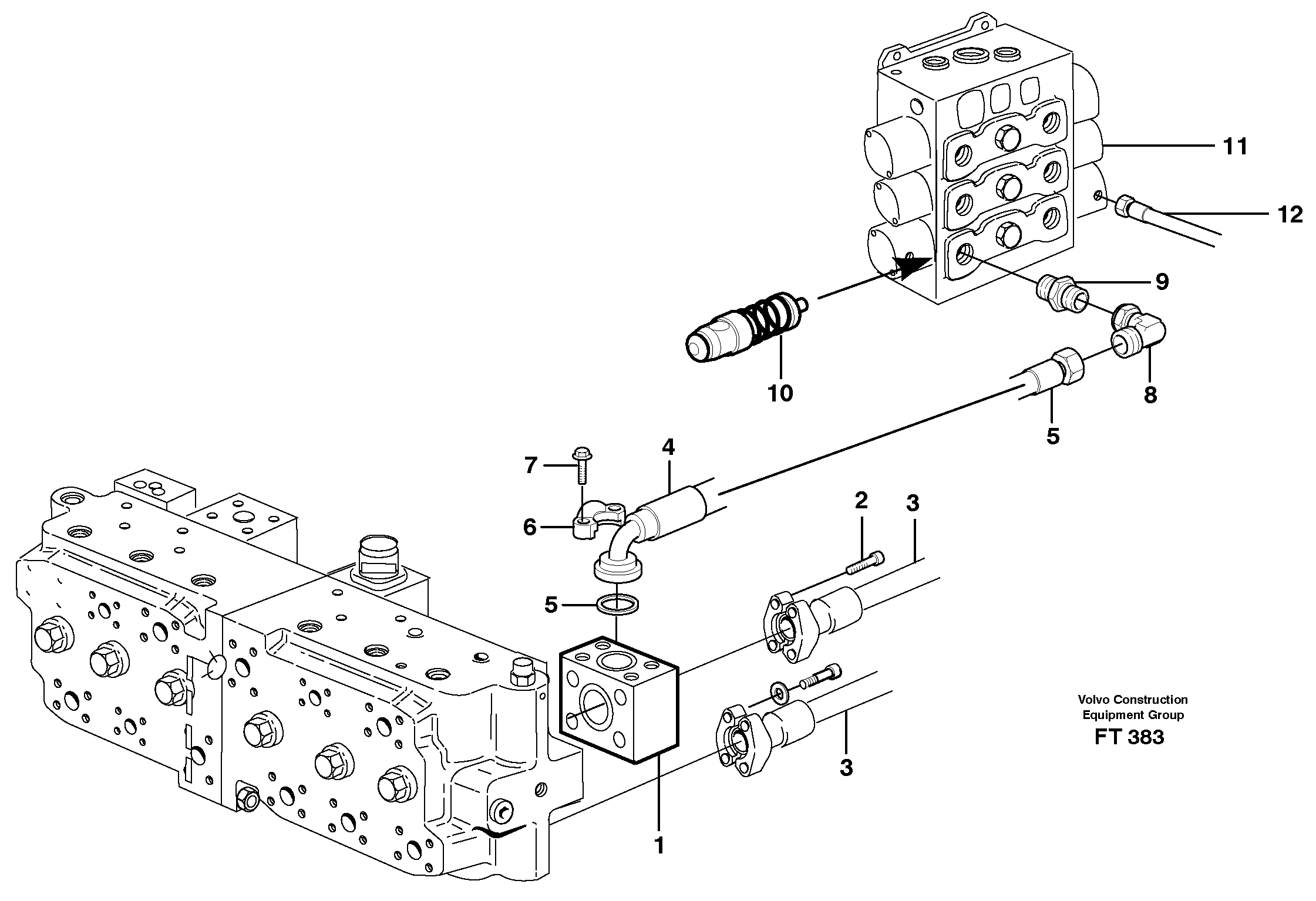 Hammer hydraulics on base machine, 2 pumps  14303086 — volvo parts diagram