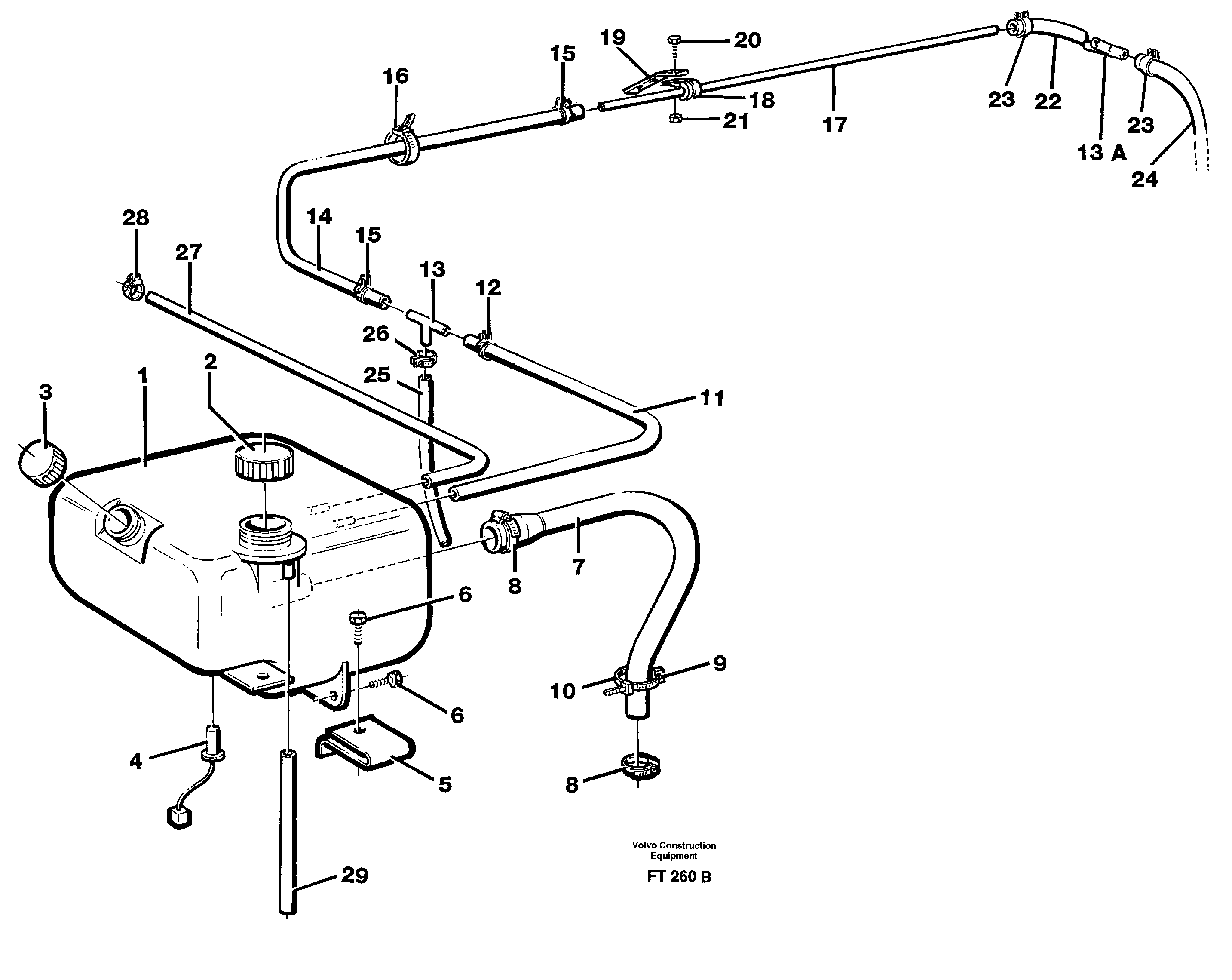 Expansion tank with fitting parts — volvo parts diagram