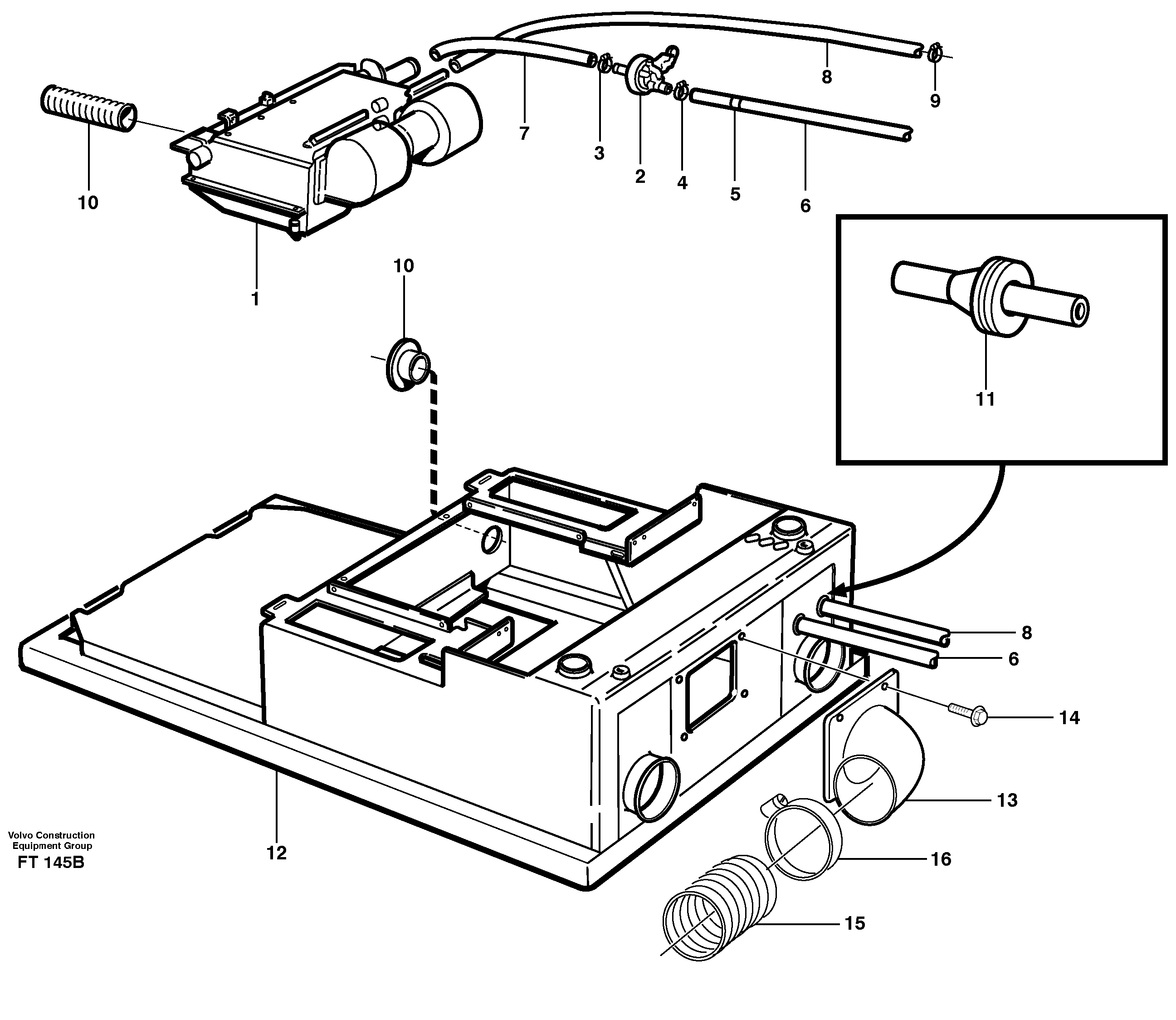 Cab heater with connectors — volvo parts diagram