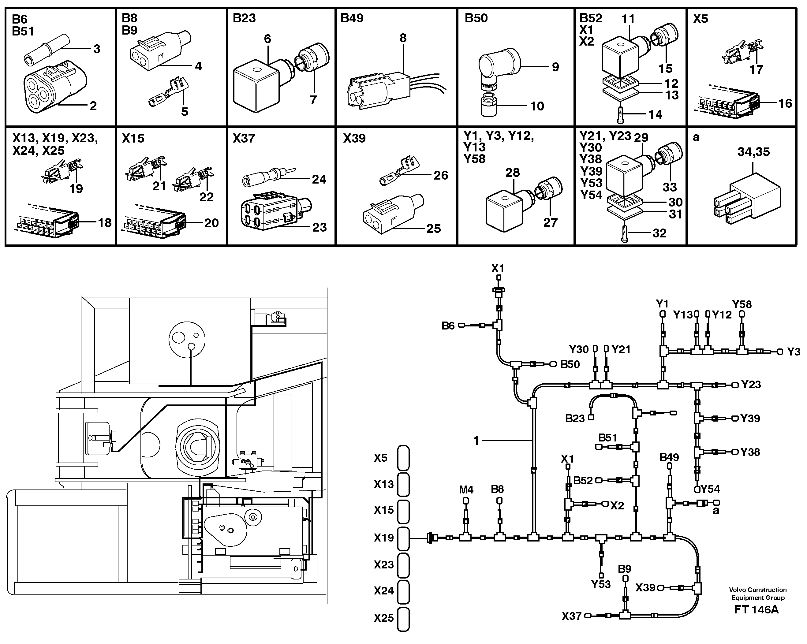 Cable harness, upper section — volvo parts diagram