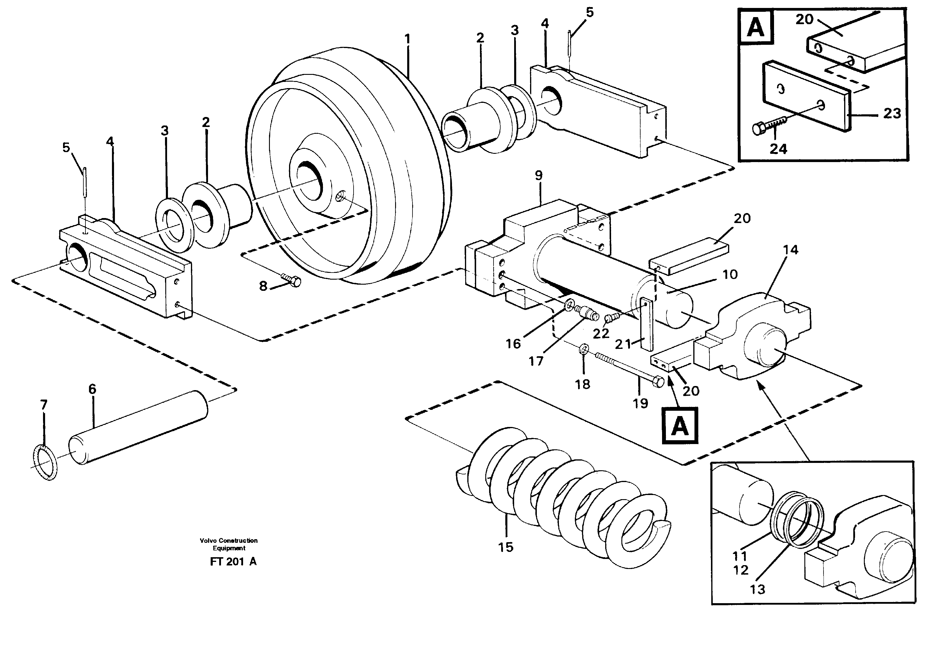 Front idler, spring package — volvo parts diagram