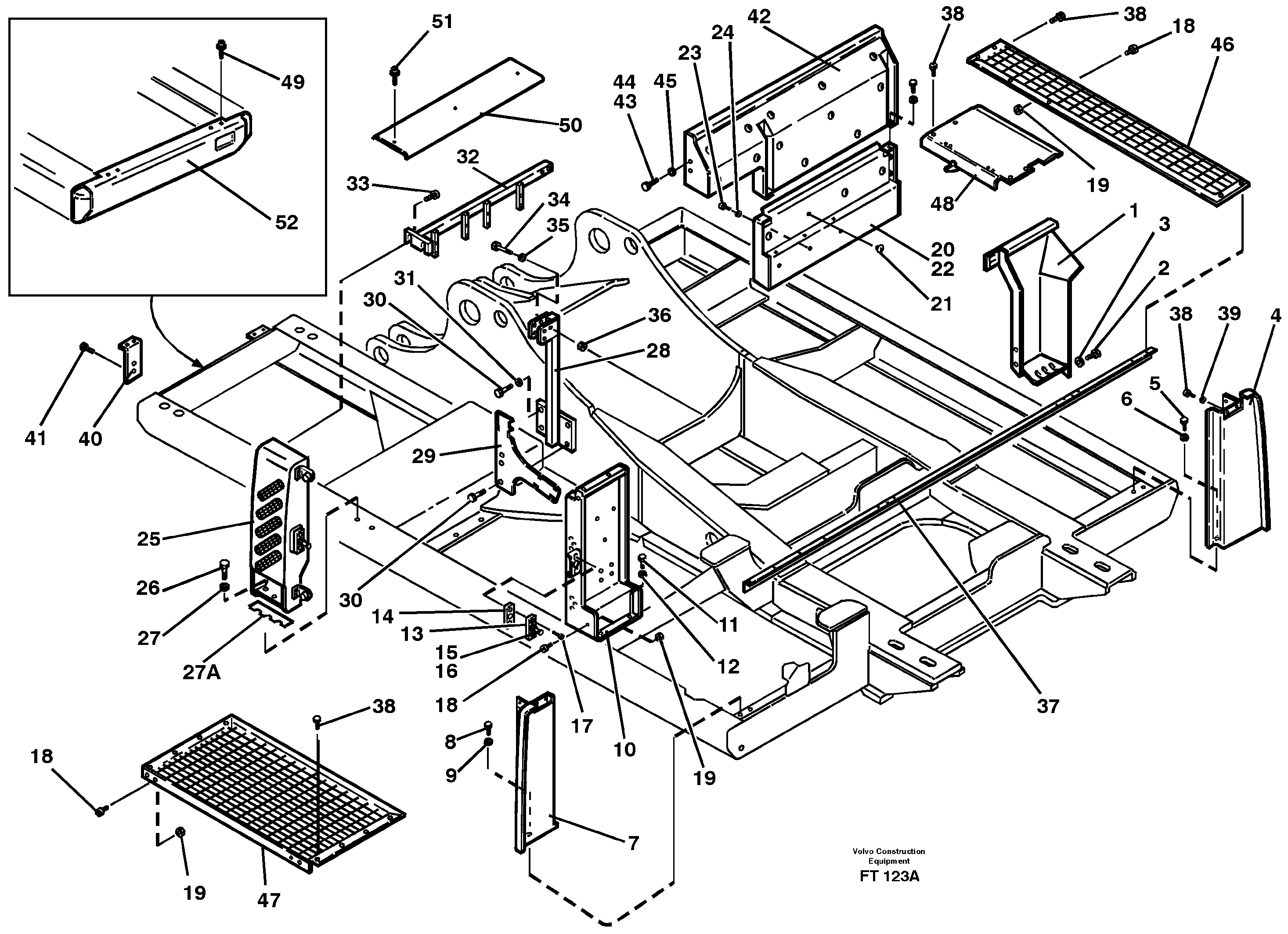Support for hatches and doors  SER NO -1243 — volvo parts diagram