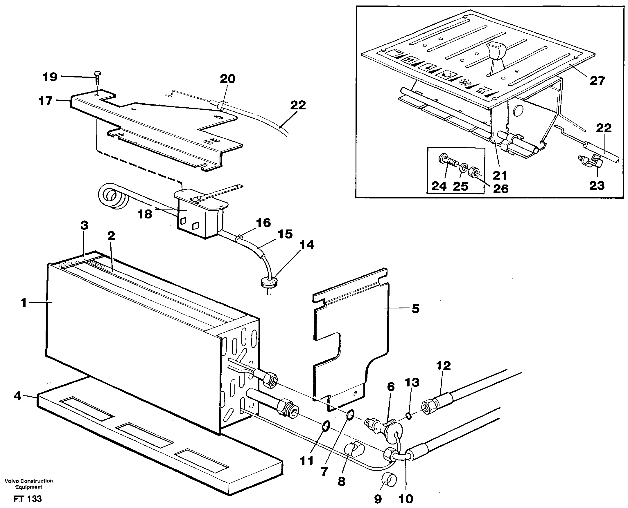 Evaporator with fitting parts, cooling agent R134a  14302016 — volvo parts diagram