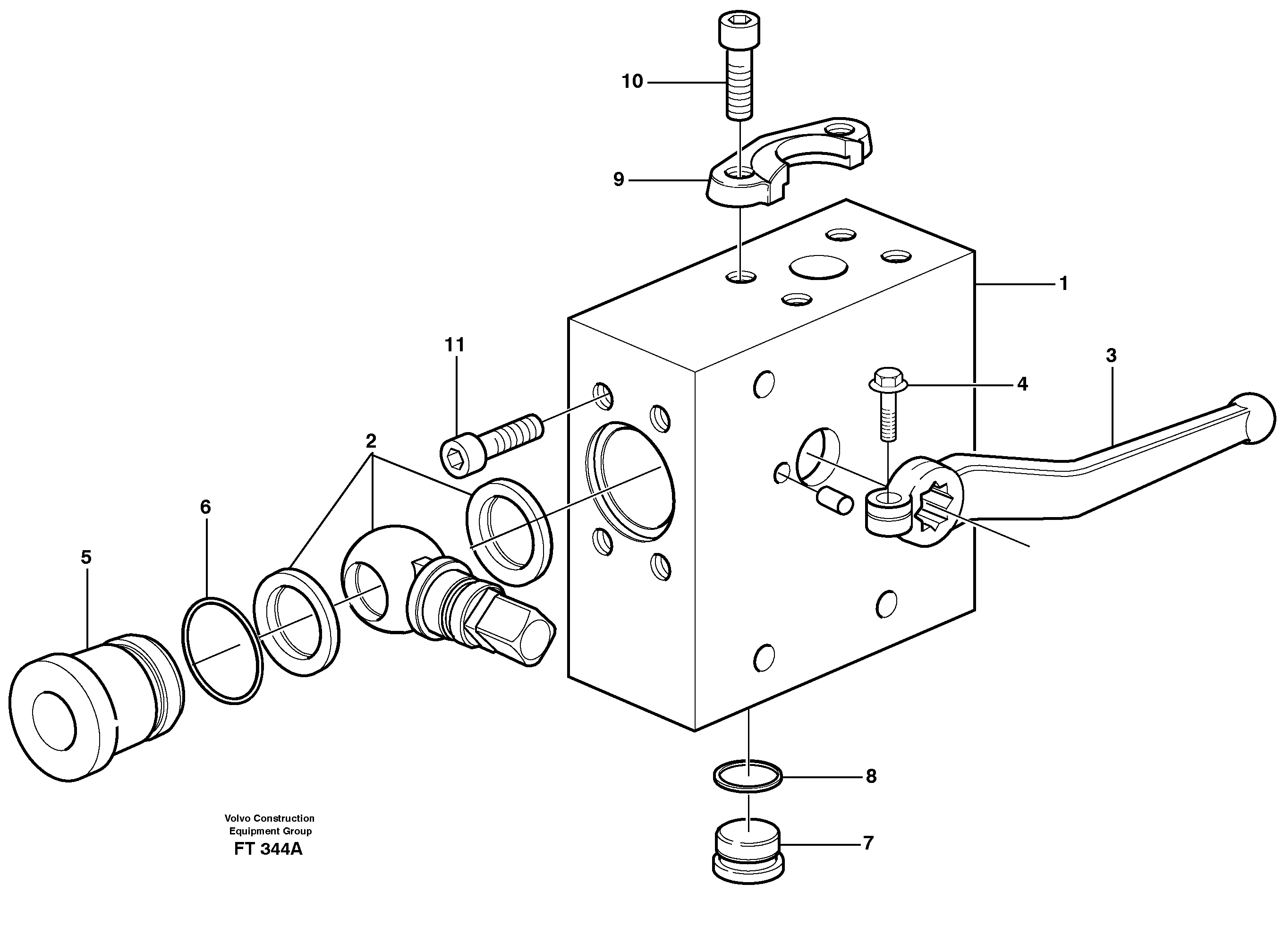 Operating valve,  hammer / shears  14302686 — volvo parts diagram