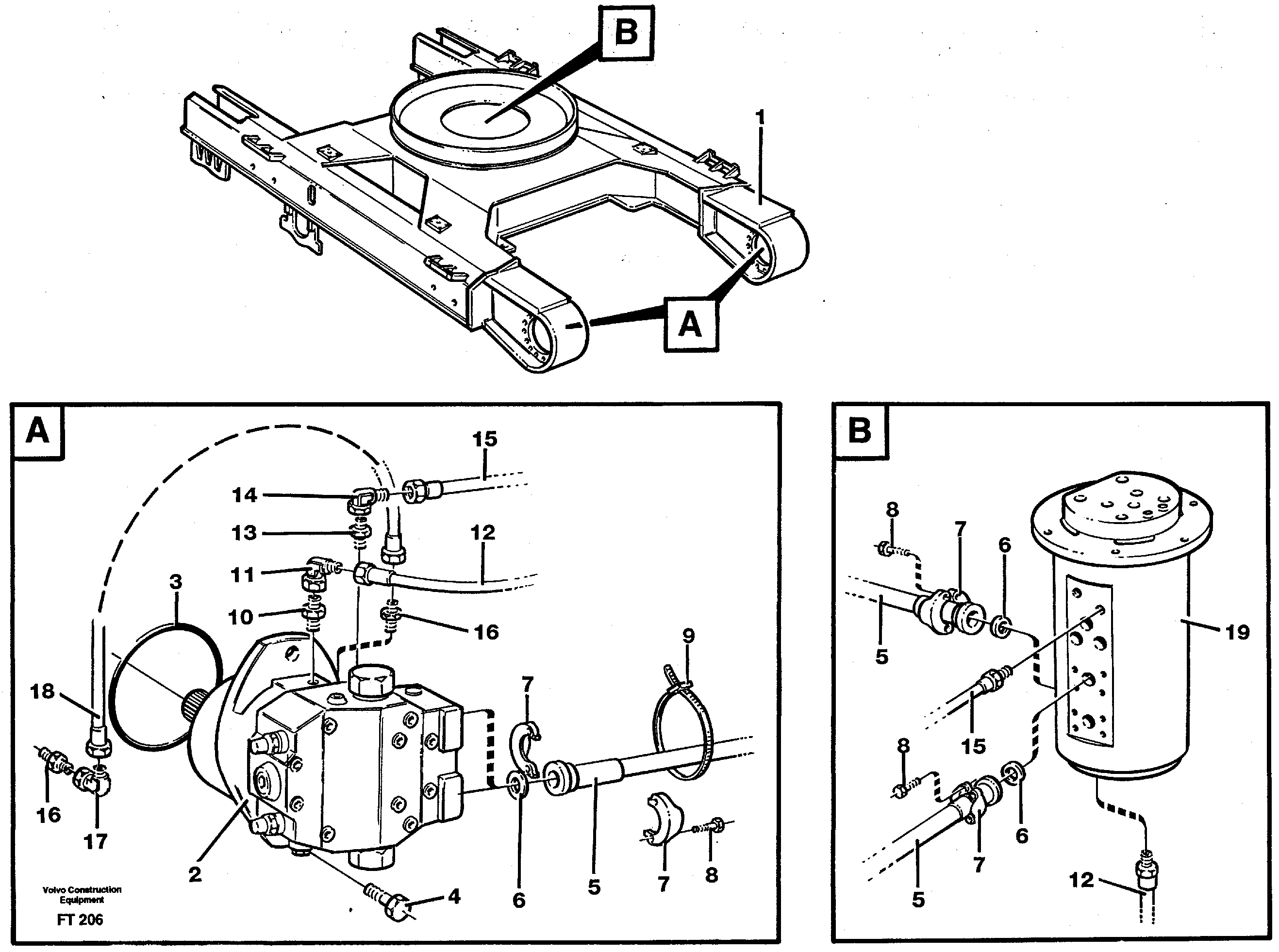 Hydraulic system, transport in undercarrige — volvo parts diagram