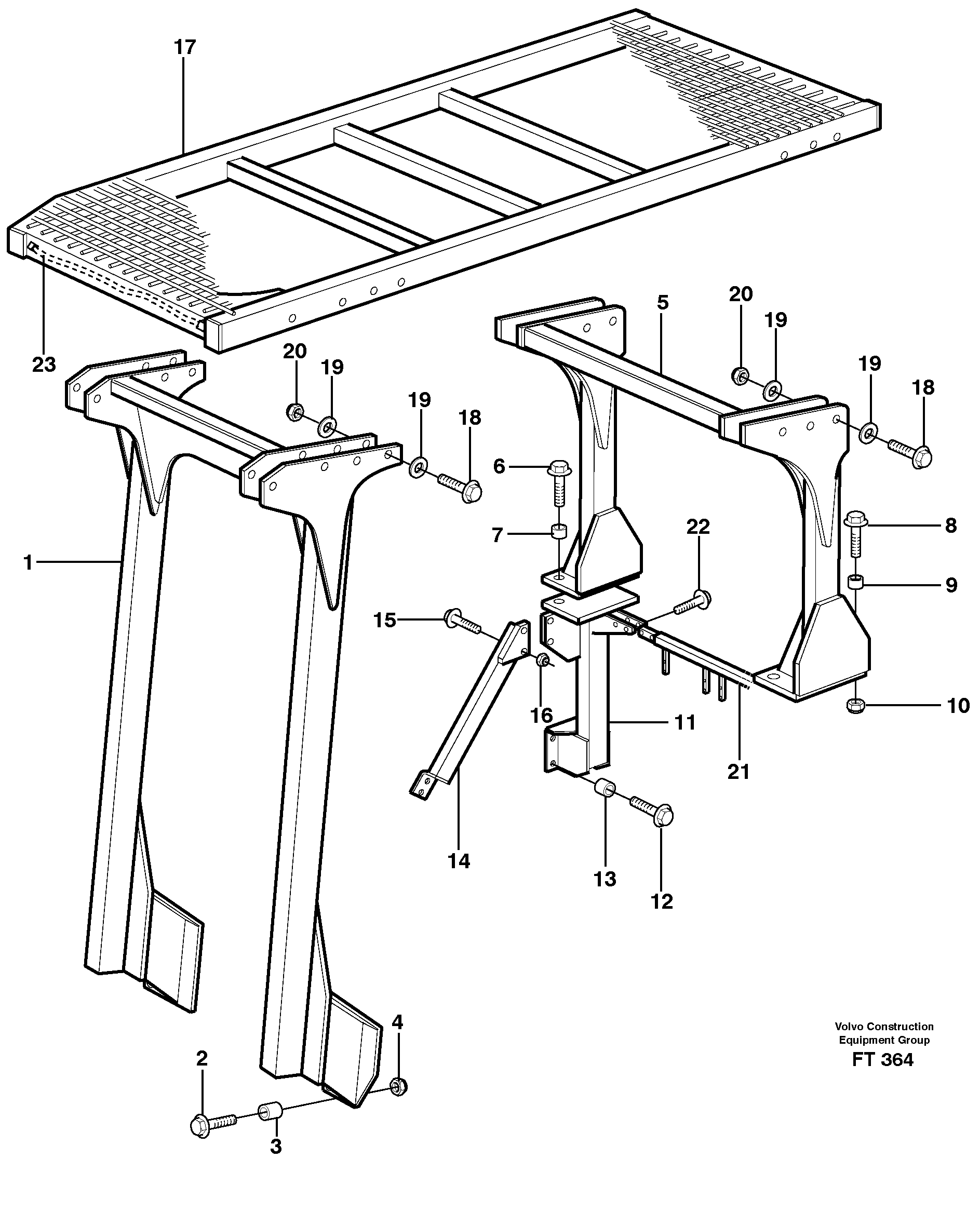 Protection over drivers cab, elevation kit 605 mm  14302026 — volvo parts diagram