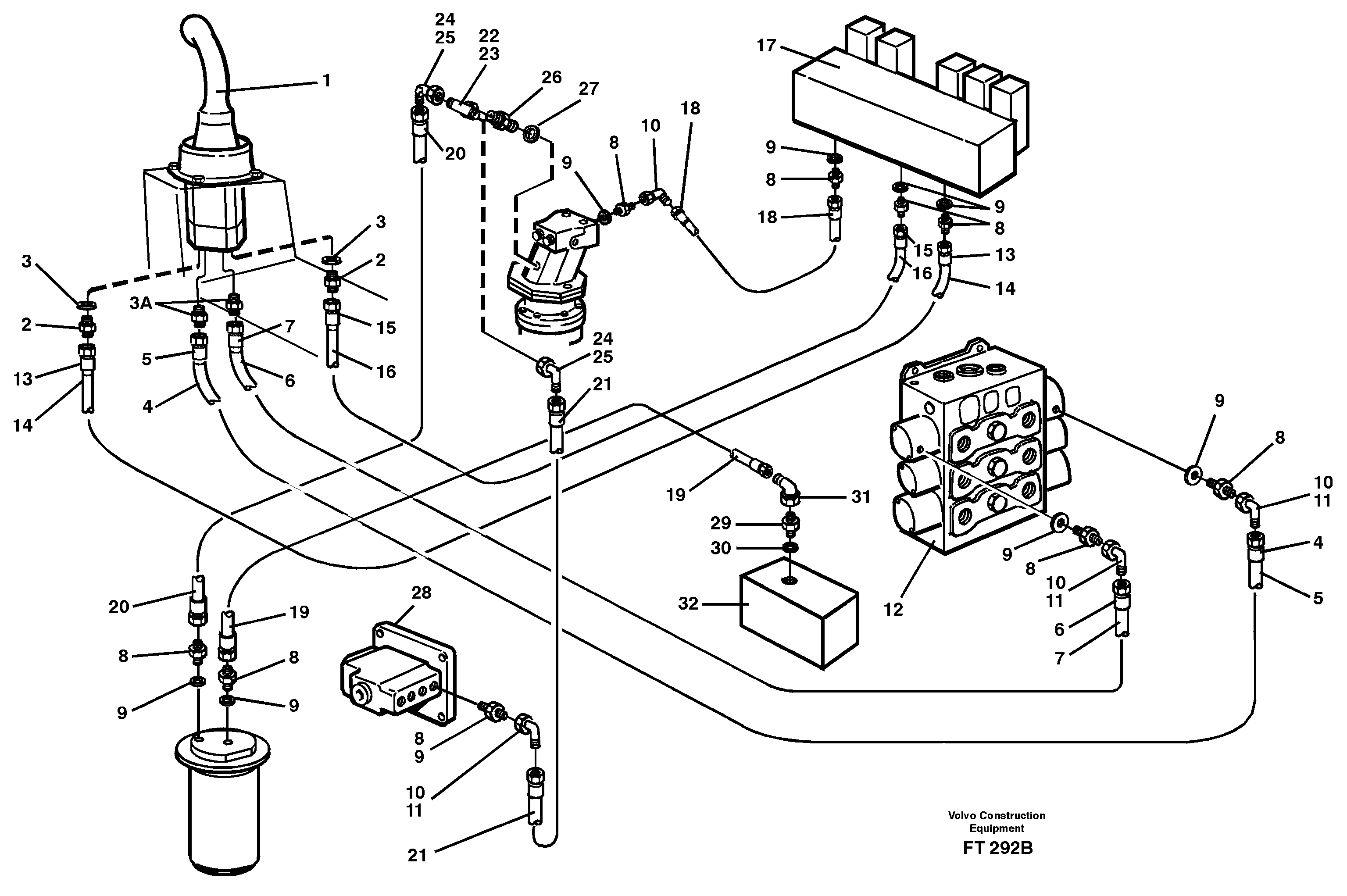 Servo hydraulics, Slewing  14302024 — volvo parts diagram