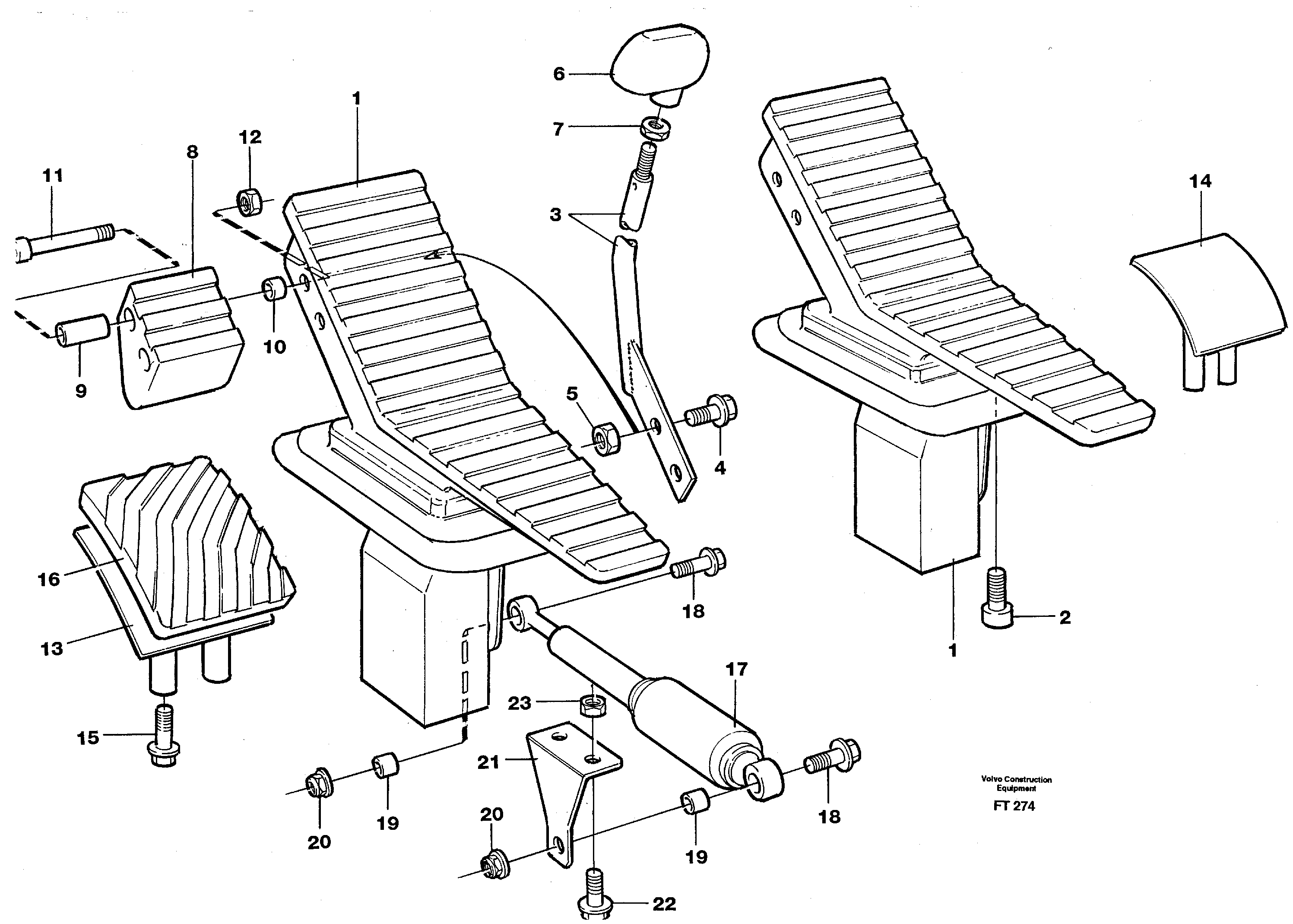 Pedal valve and foot rest  14302024 — volvo parts diagram