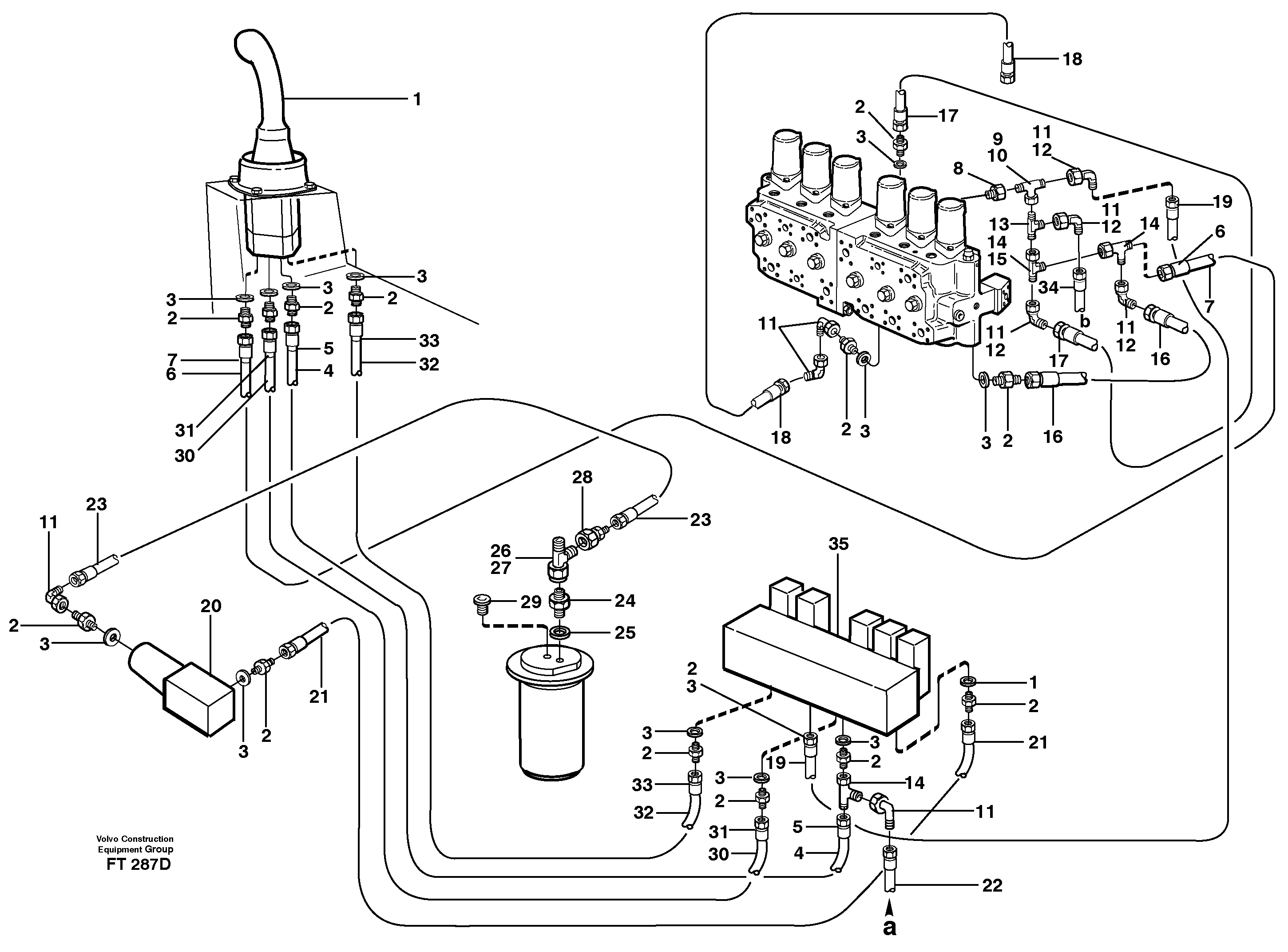 Servo hydraulics, boom  14302024 — volvo parts diagram