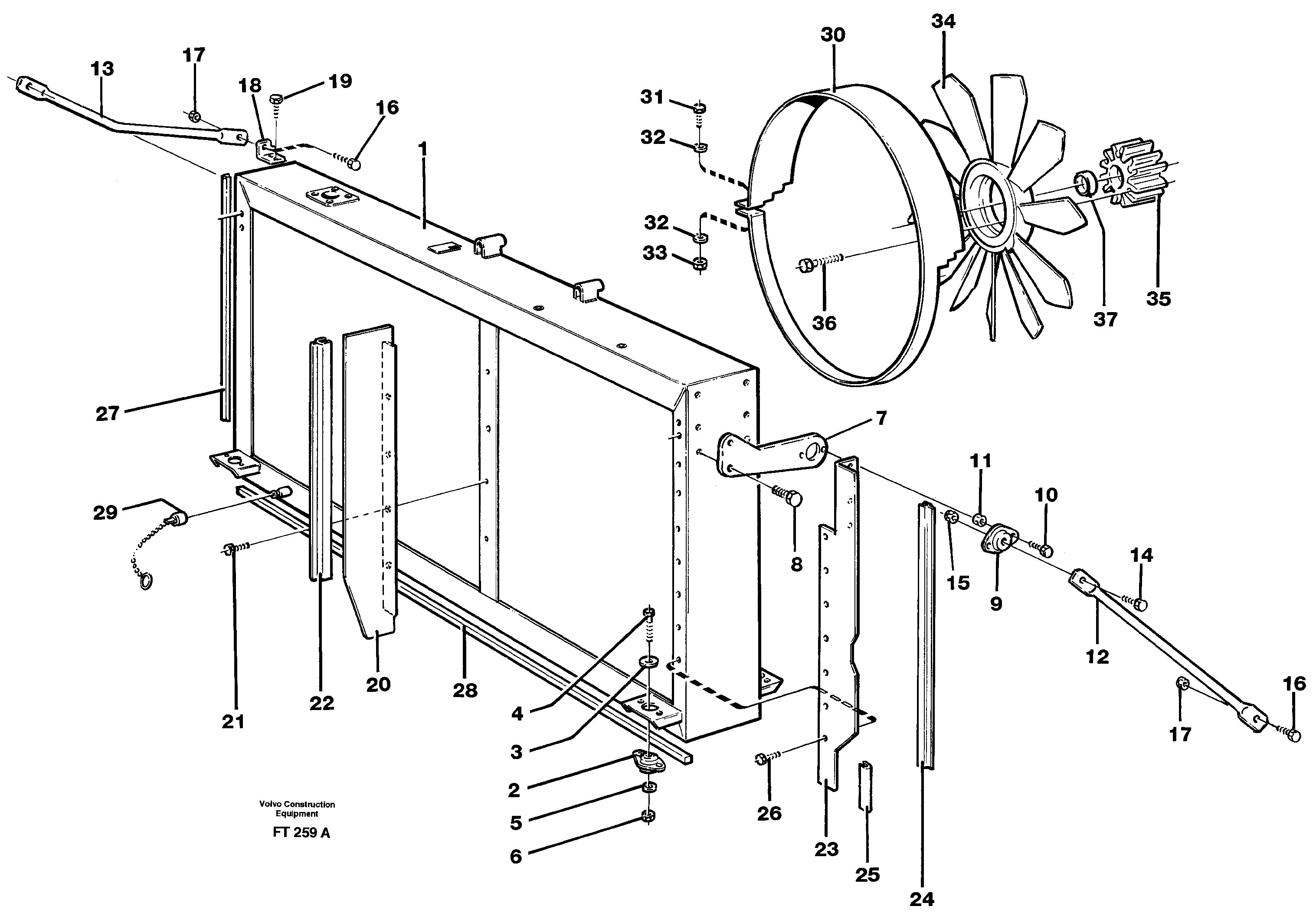 Radiator with fitting parts — volvo parts diagram
