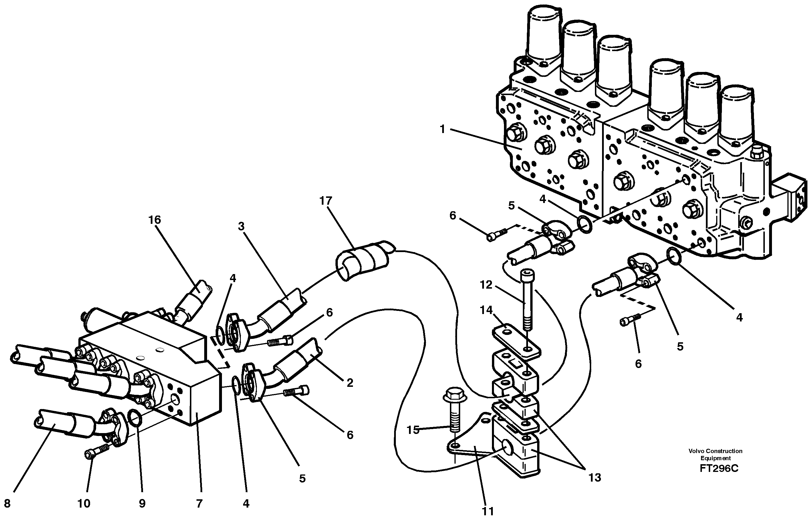 Hydraulic system, boom — volvo parts diagram
