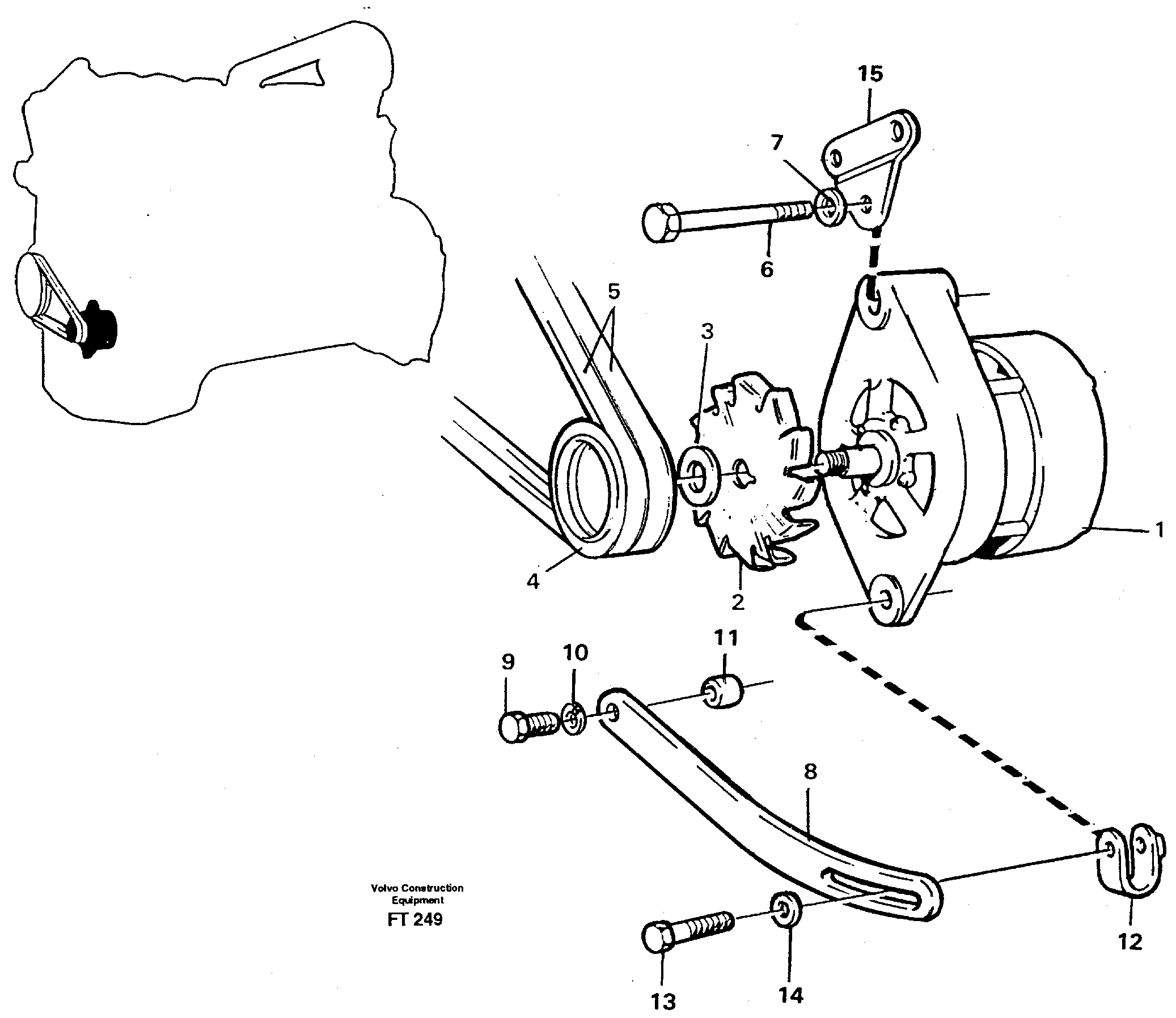 Alternator with assembling details — volvo parts diagram