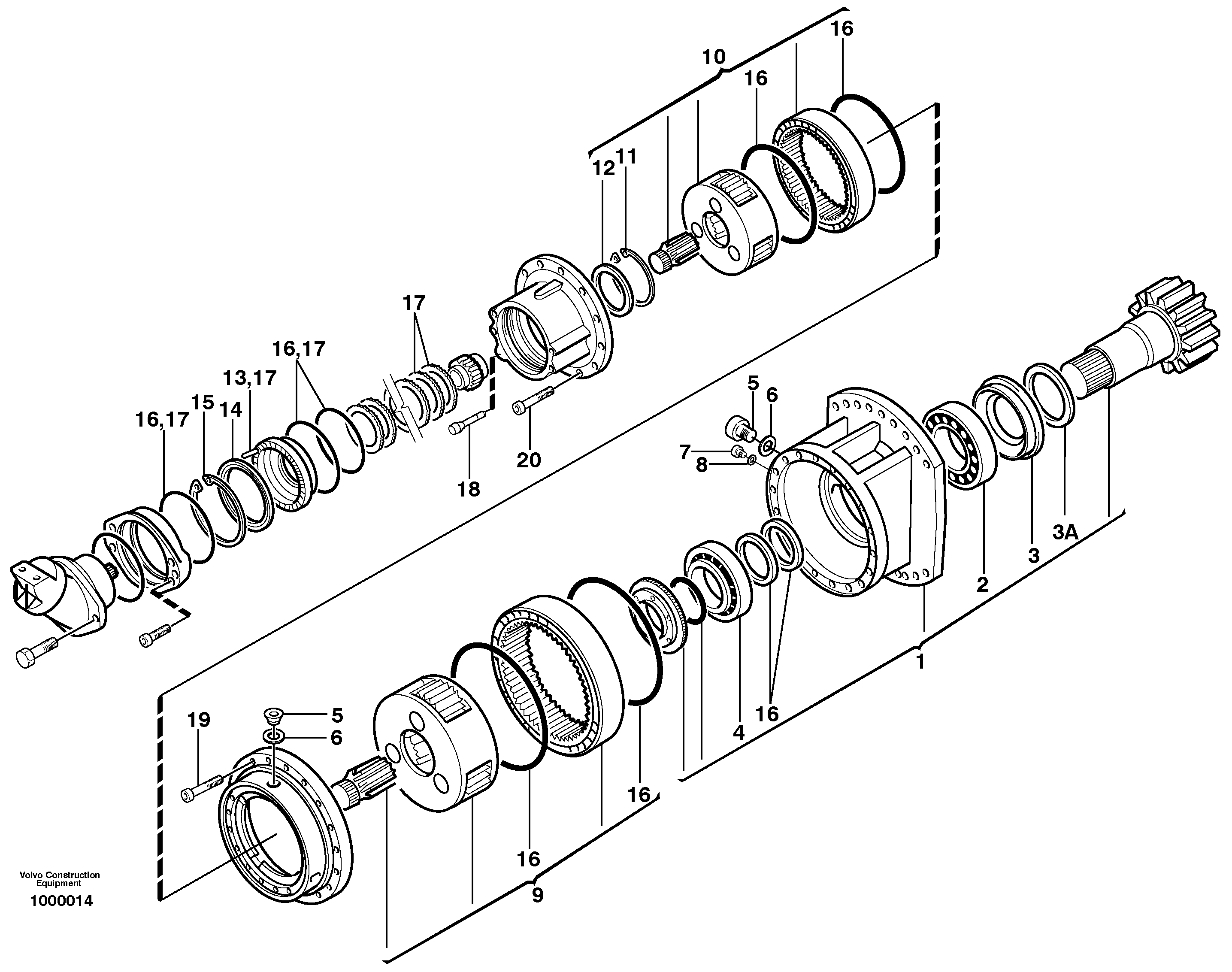 Swing gearbox — volvo parts diagram