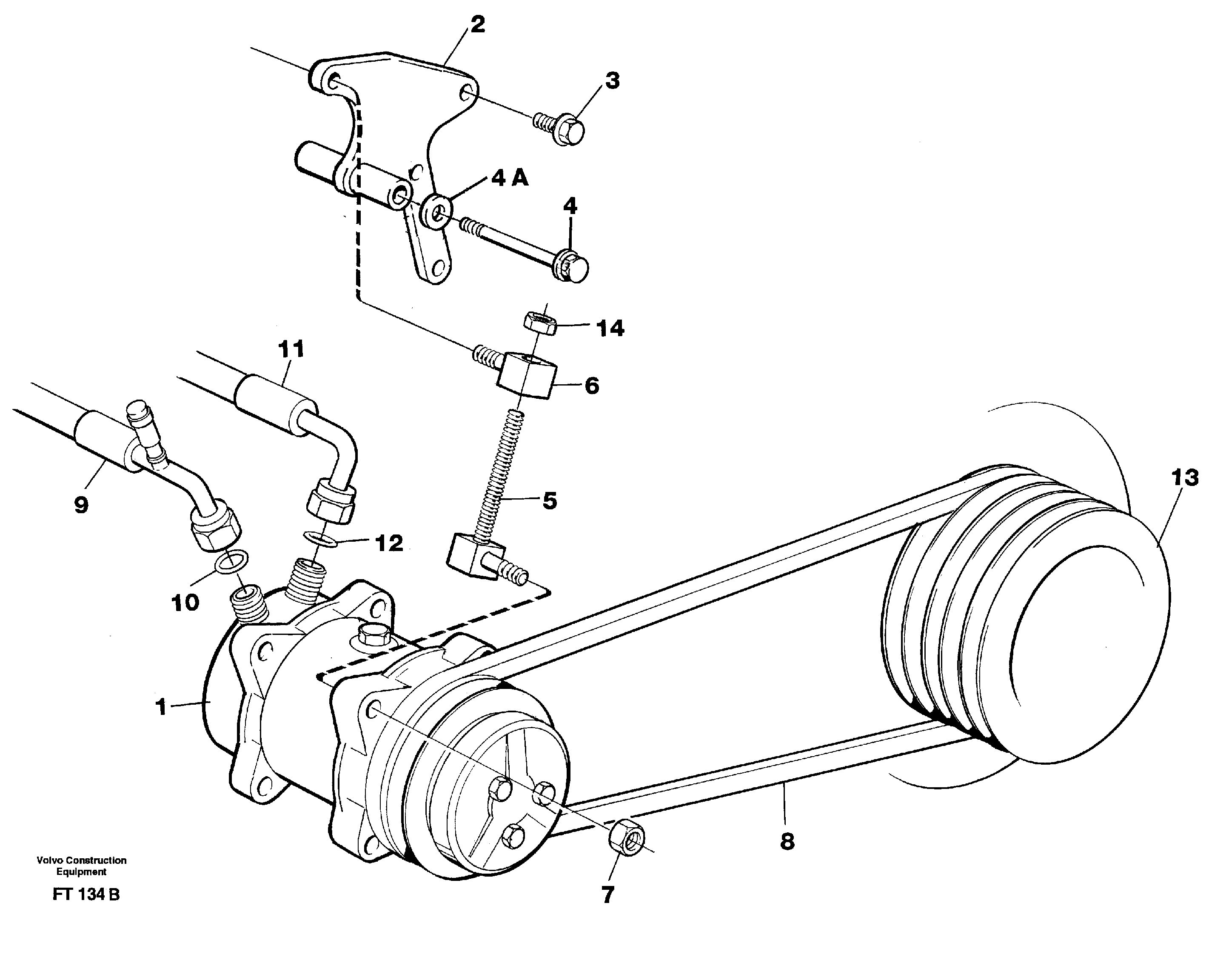Air-compressor with fitting parts  14302016 — volvo parts diagram