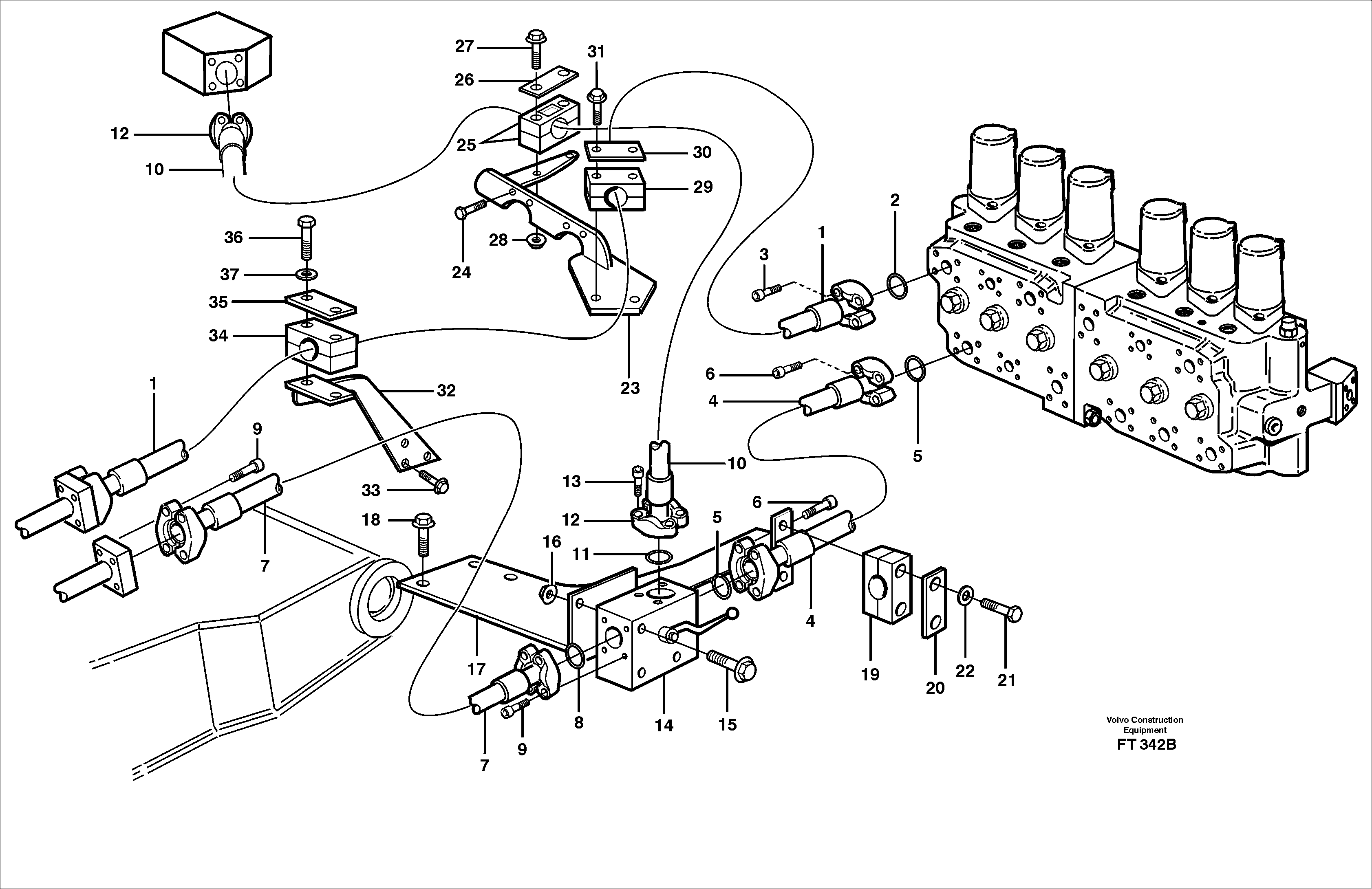 Hammer hydraulics on base machine  14302686 — volvo parts diagram