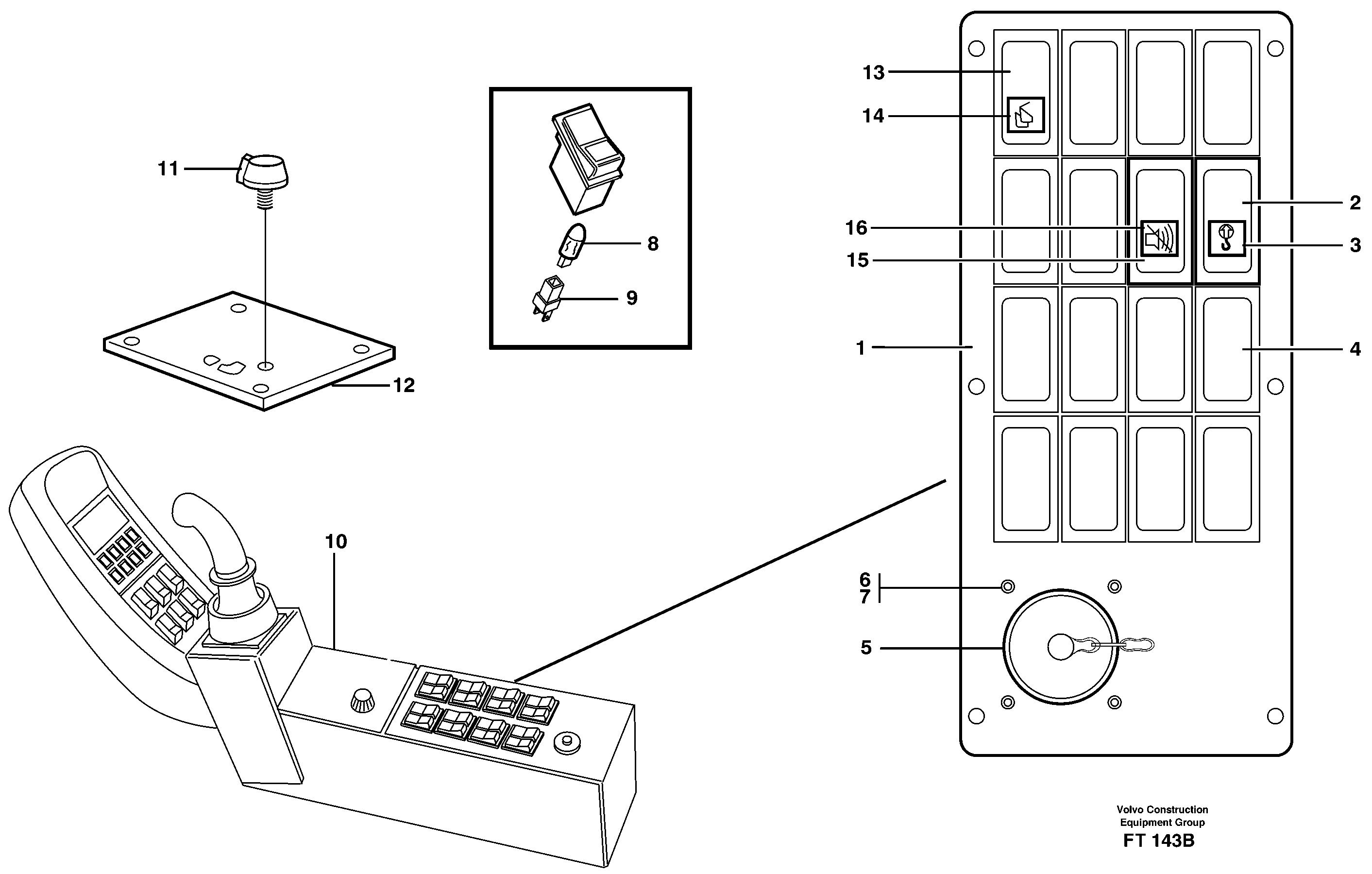 Control panel, Rh  14302024 — volvo parts diagram