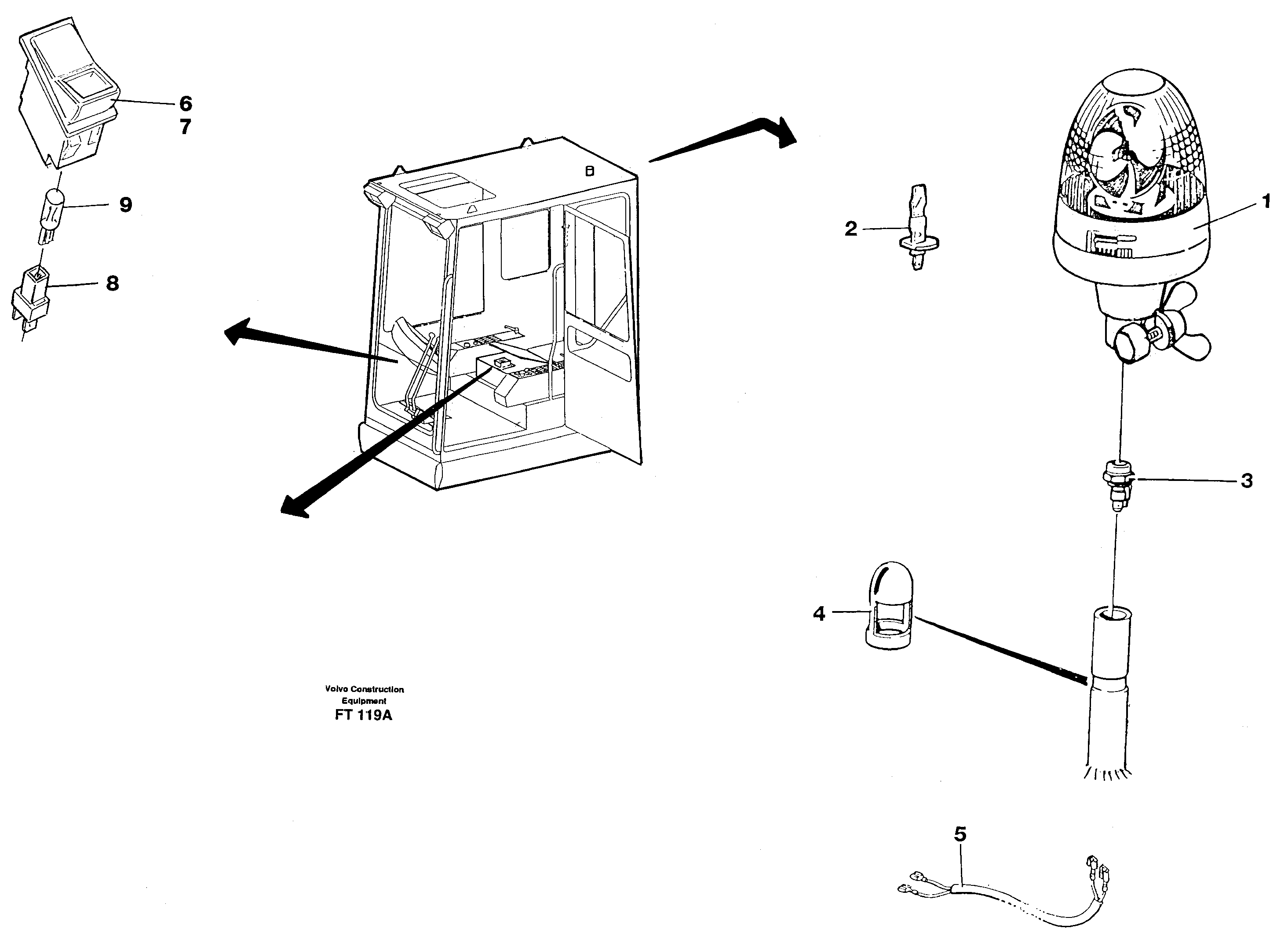 Rotating beacon  14302344 — volvo parts diagram