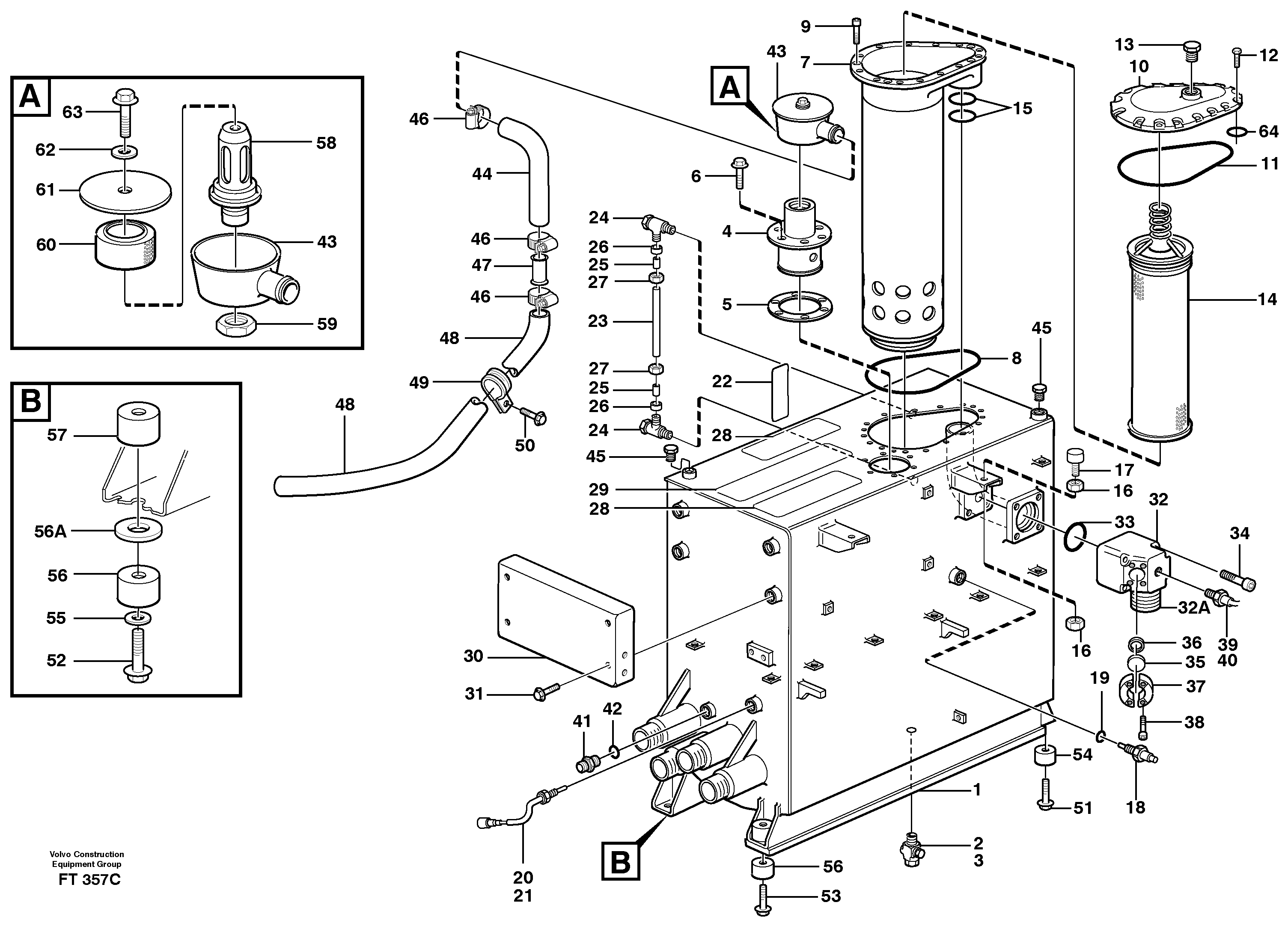 Hydraulic oil tank  SER NO 1196 - — volvo parts diagram