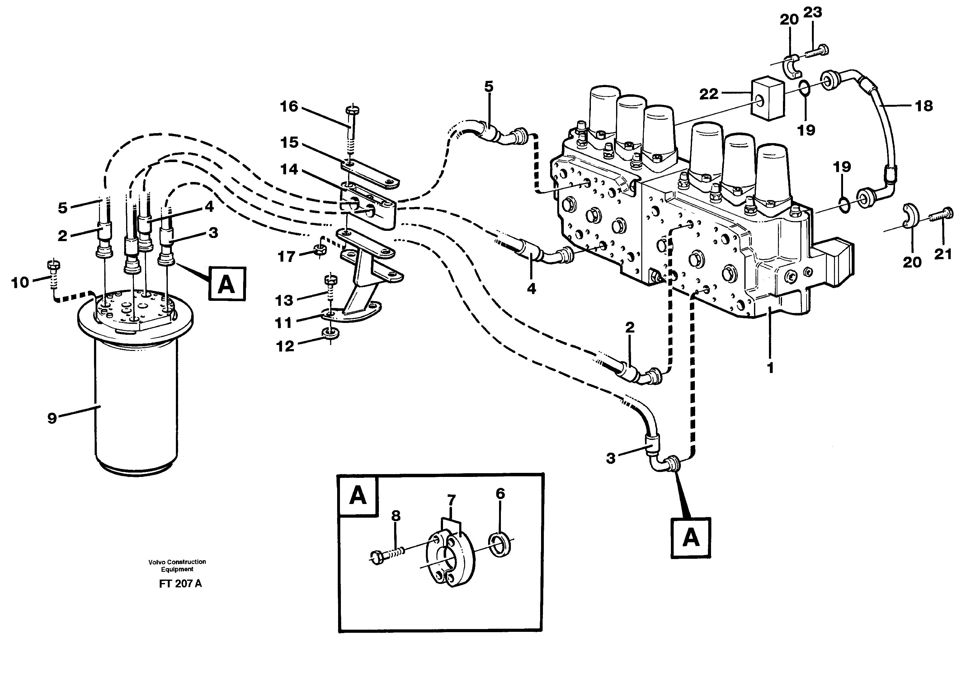Hydraulic system, transport in uppercarrige — volvo parts diagram