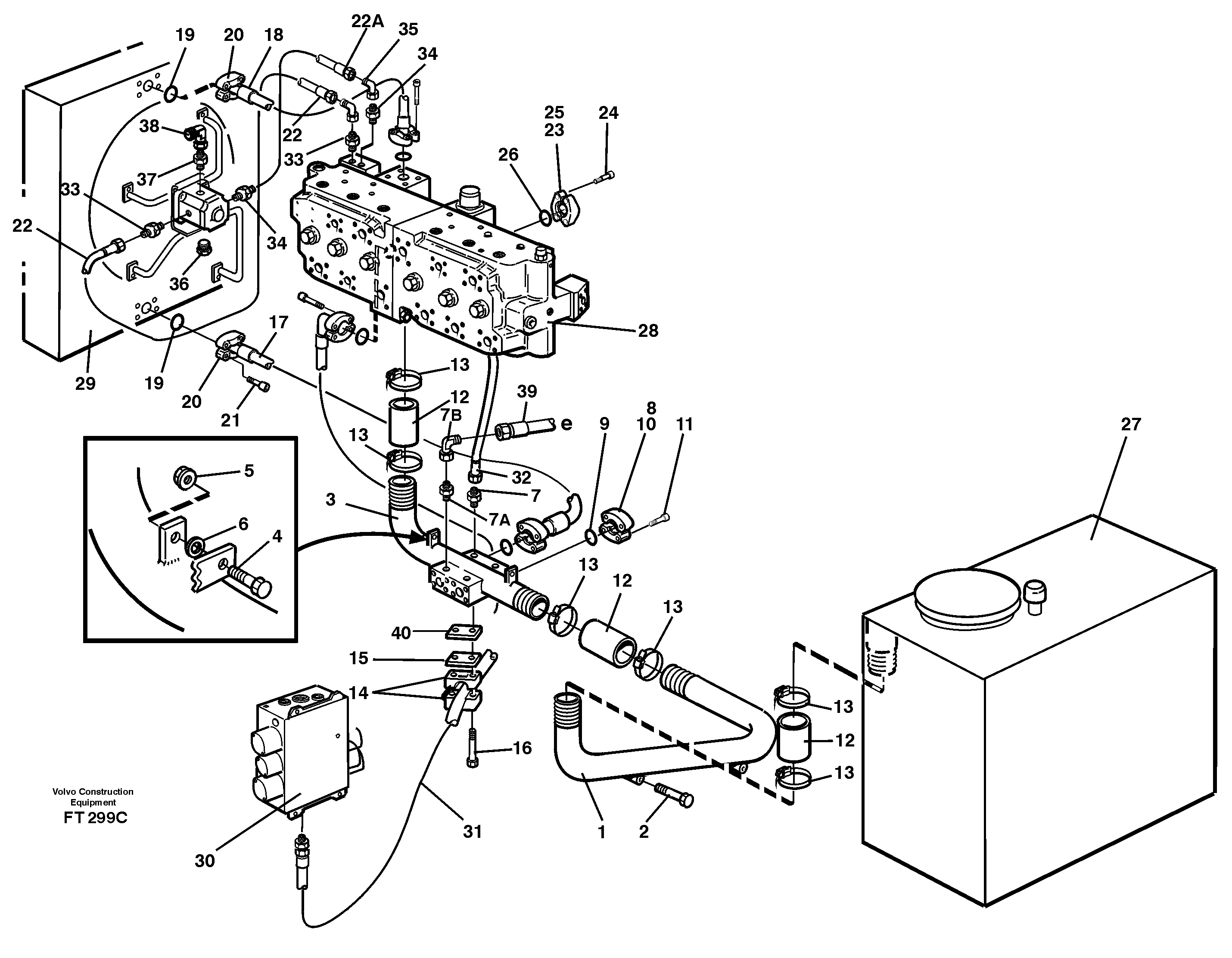Hydraulic system, return lines — volvo parts diagram