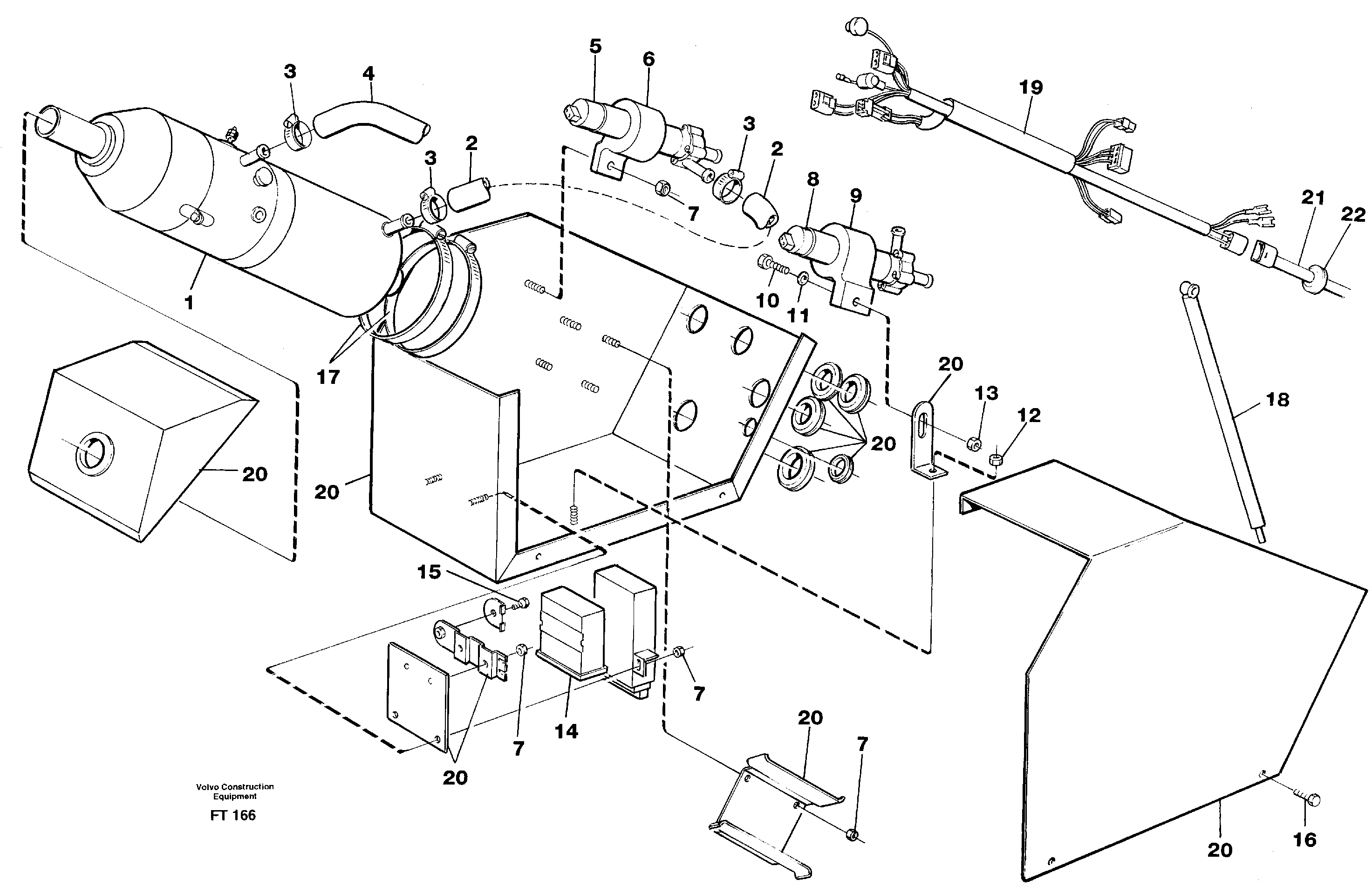 Diesel heater, with fitting parts  14266766 — volvo parts diagram