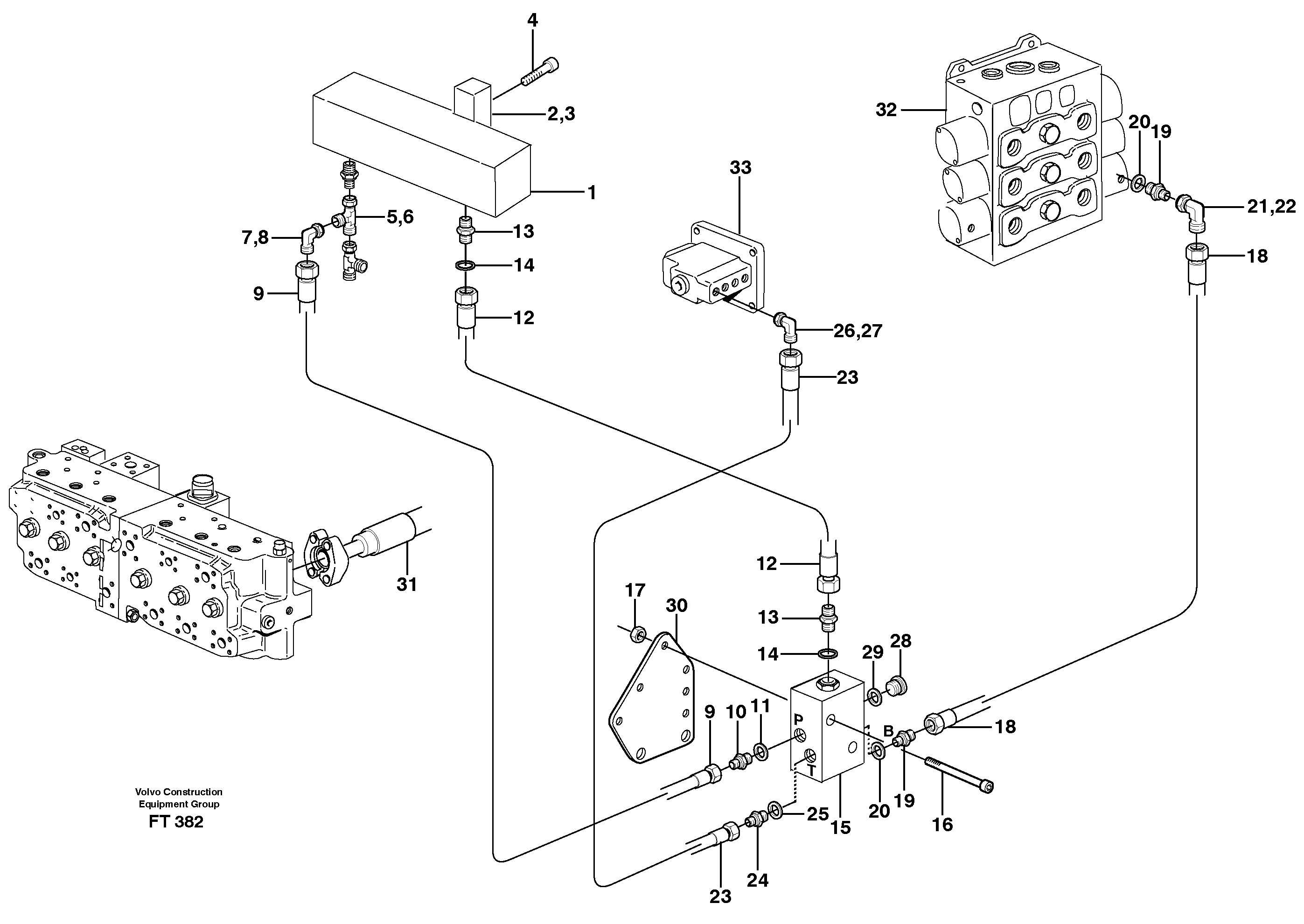 Servo hydraulics, servo hydr. 2 pumps  14303086 — volvo parts diagram