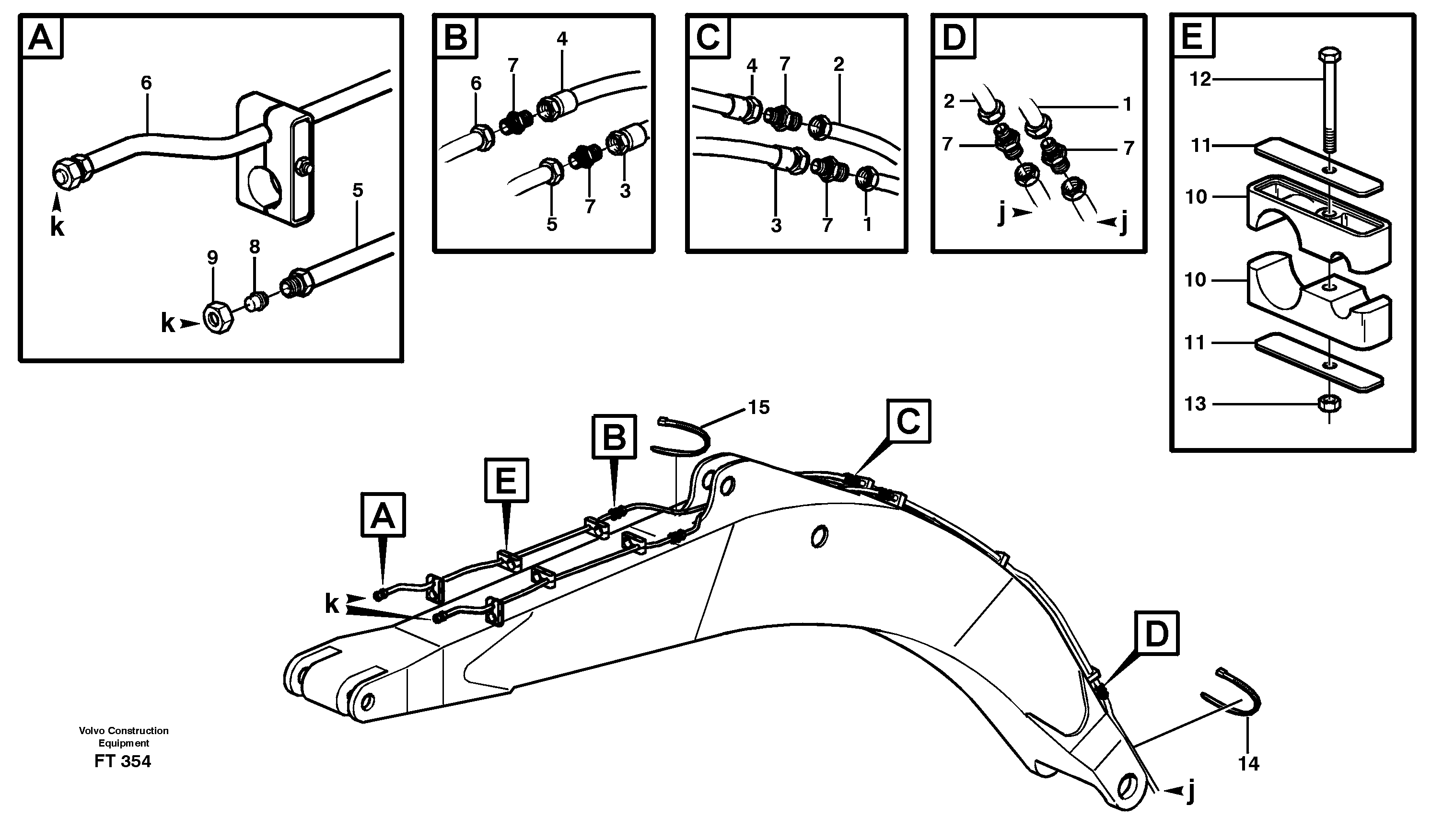 Slope bucket and grab equipment on 6.0m, 6,7mm  14302302, 14302303 — volvo parts diagram