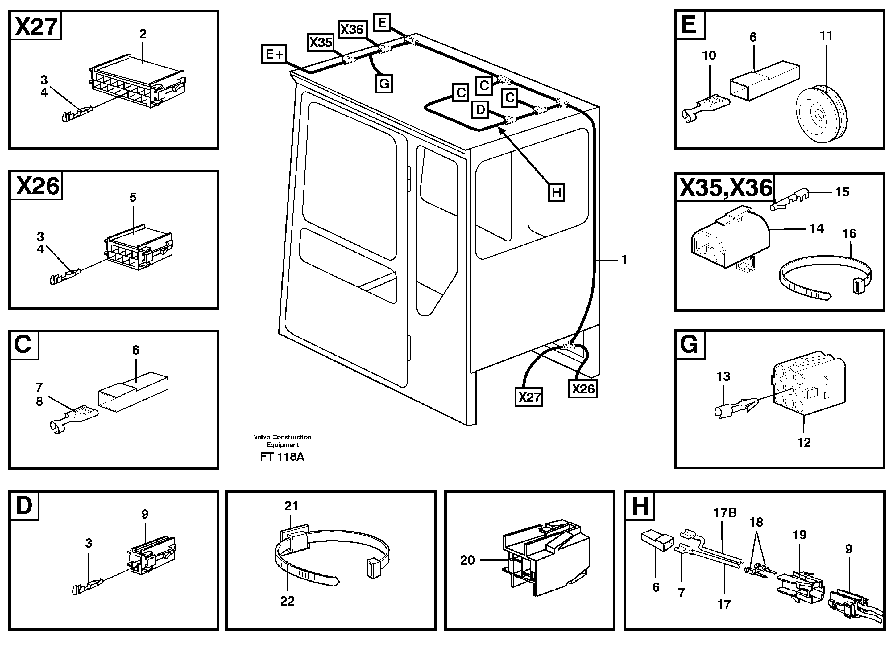 Cable harnesses, cab — volvo parts diagram