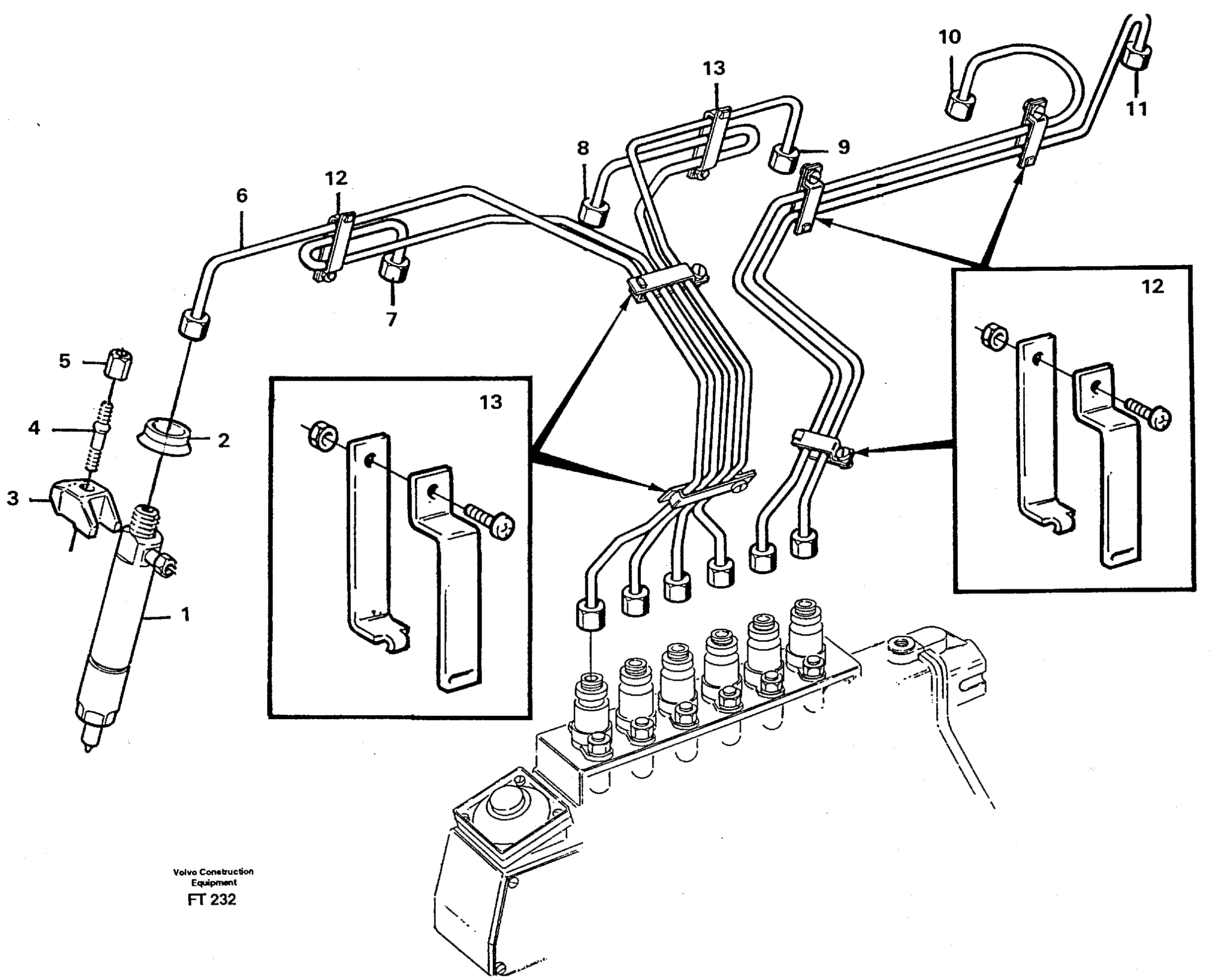 Fuel lines, injectors — volvo parts diagram