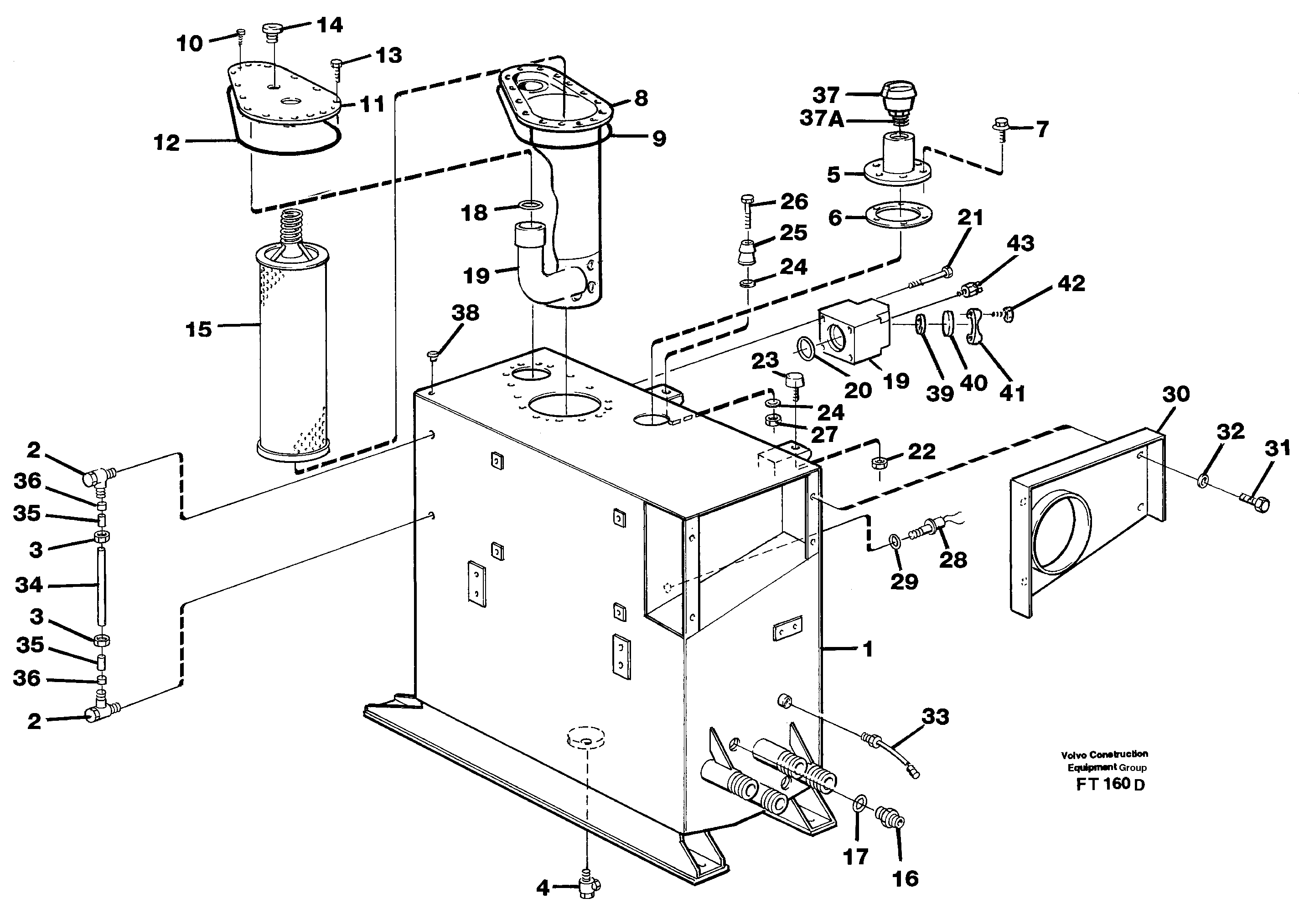 Hydraulic oil tank  SER NO - 1195 — volvo parts diagram
