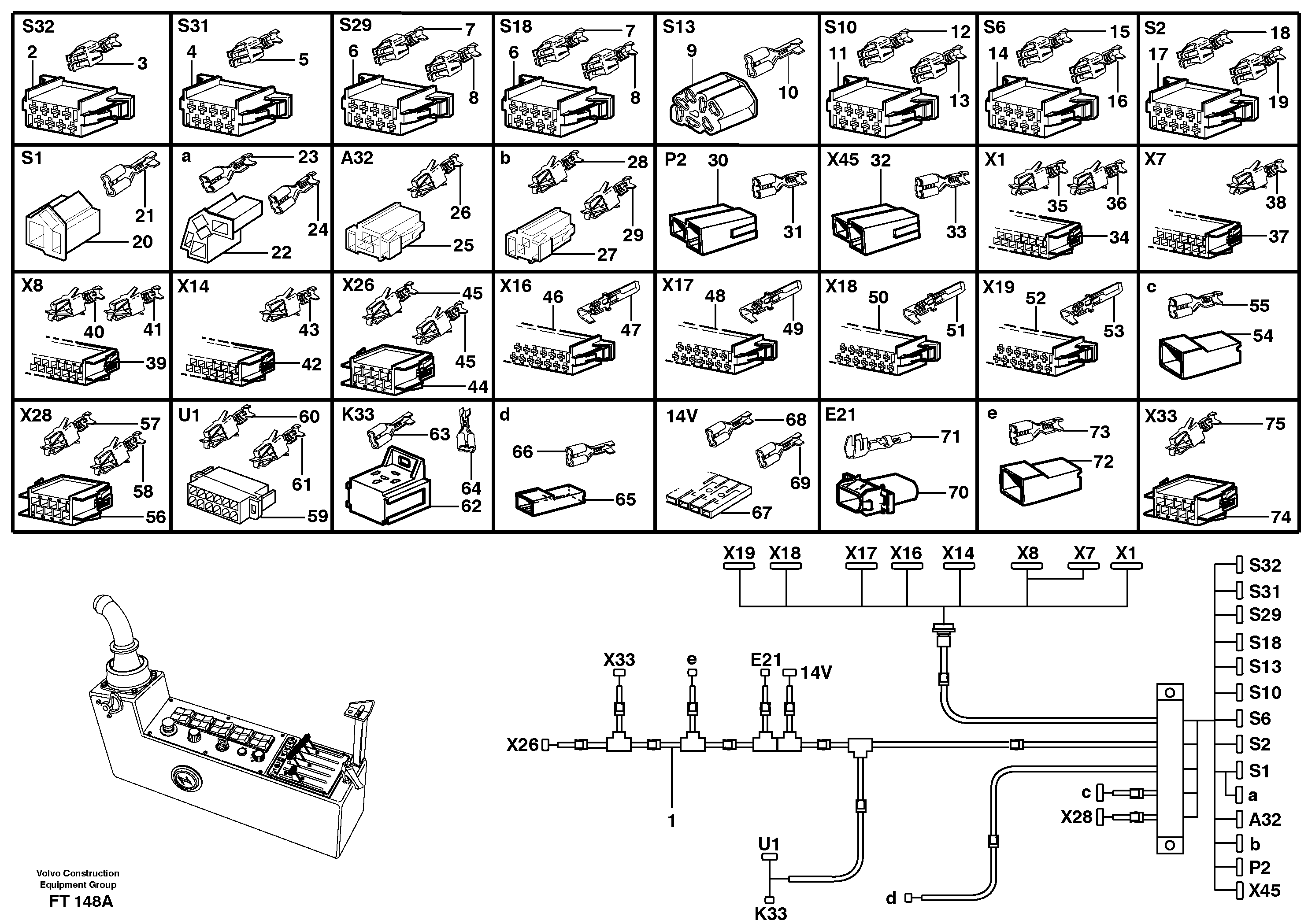 Cable harness, side panel, left — volvo parts diagram