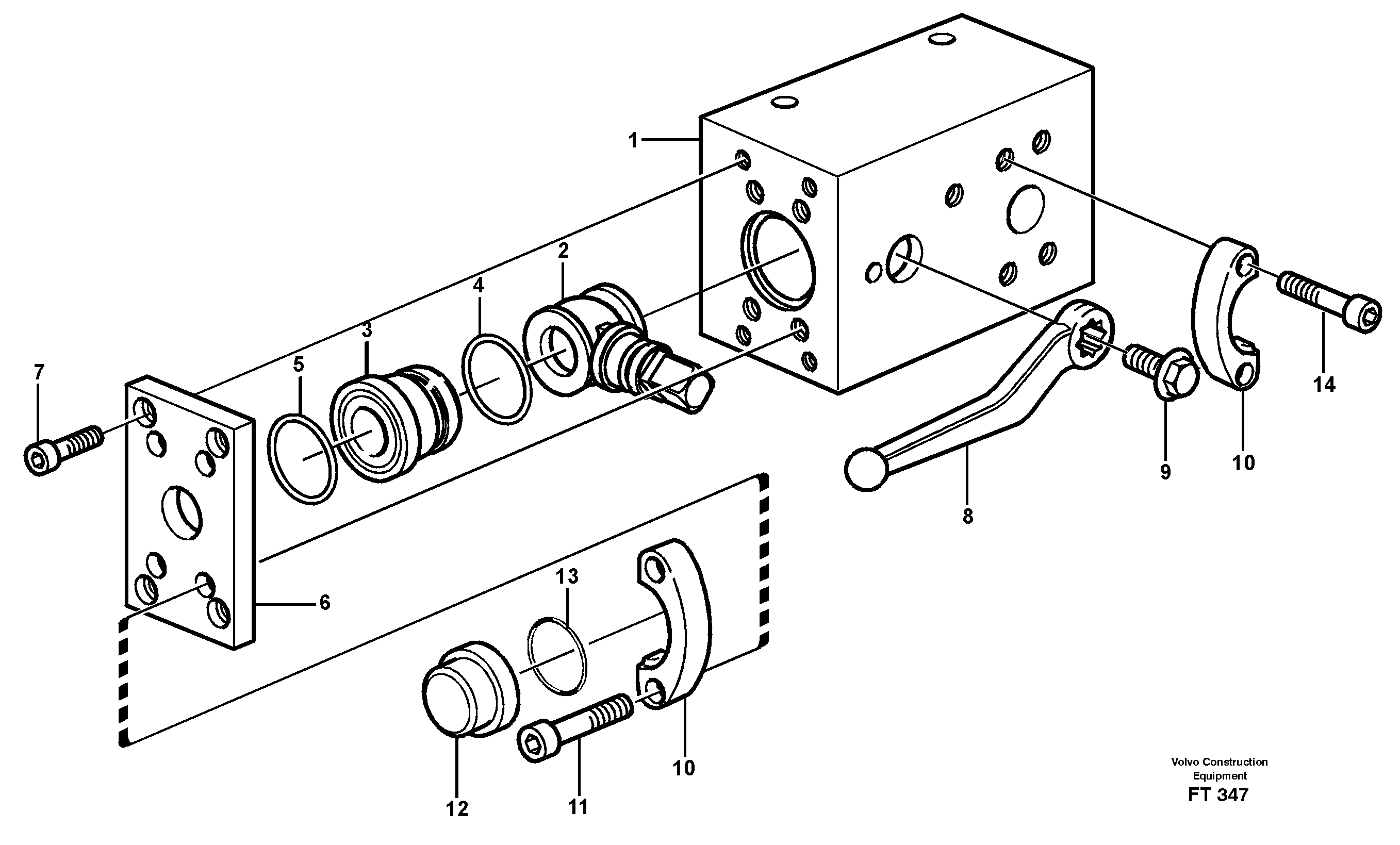 Shut-off cock, hammer / shears  14302298, 14302299, 14302300, 14302605 — volvo parts diagram